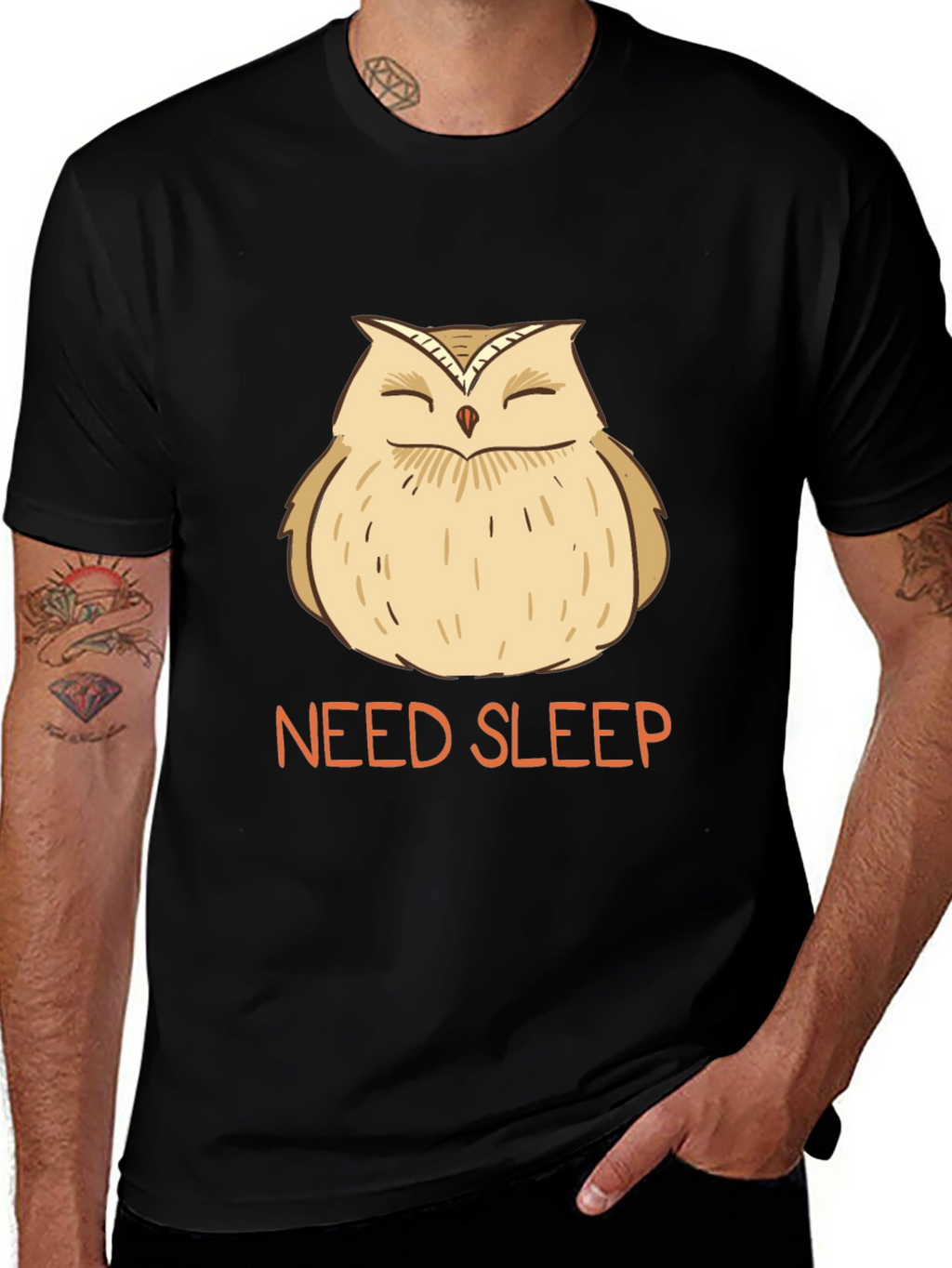 Need Sleep Owl Graphic Tee - Black T-Shirt