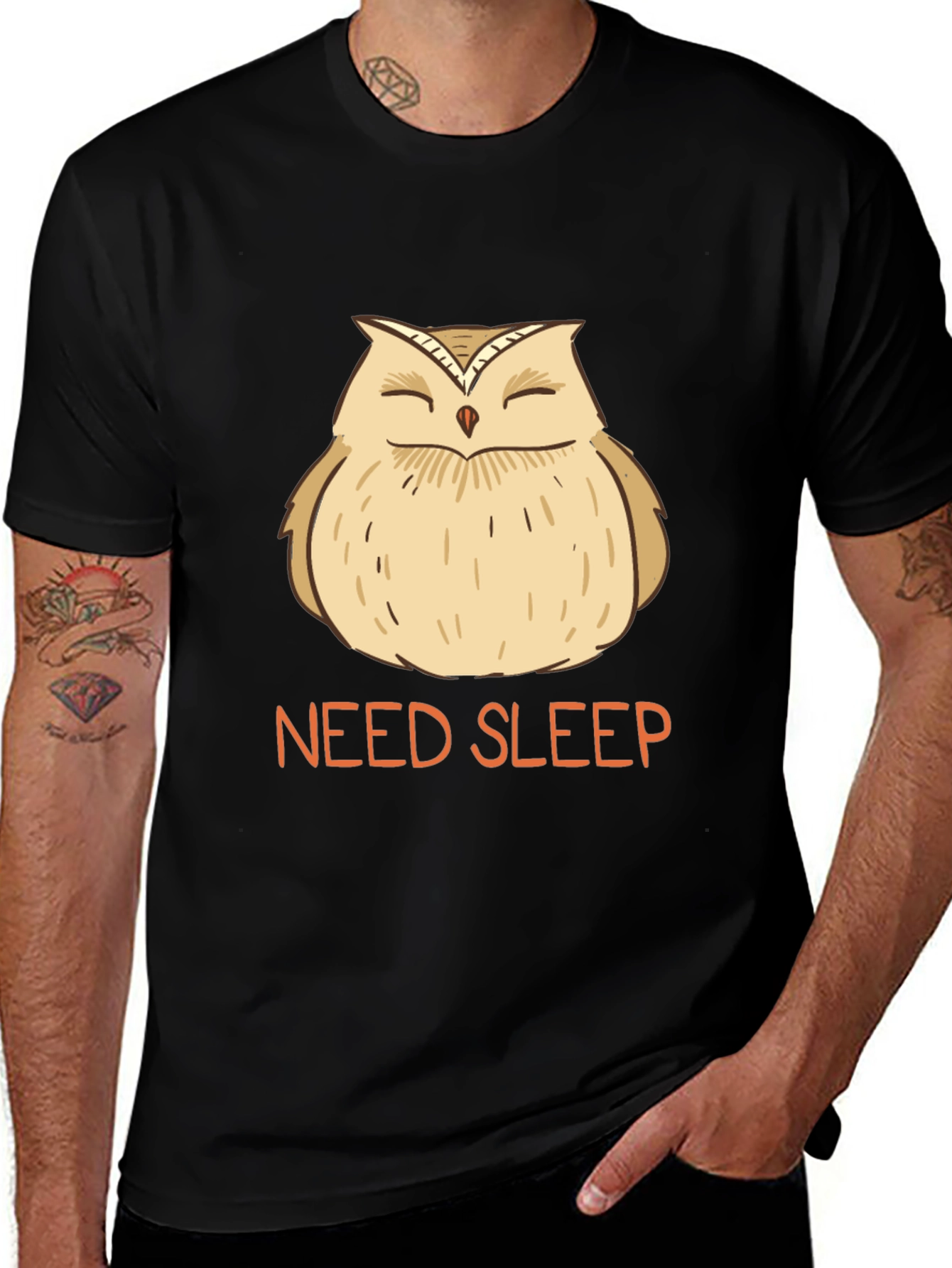 Need Sleep Owl Graphic Tee - Black T-Shirt