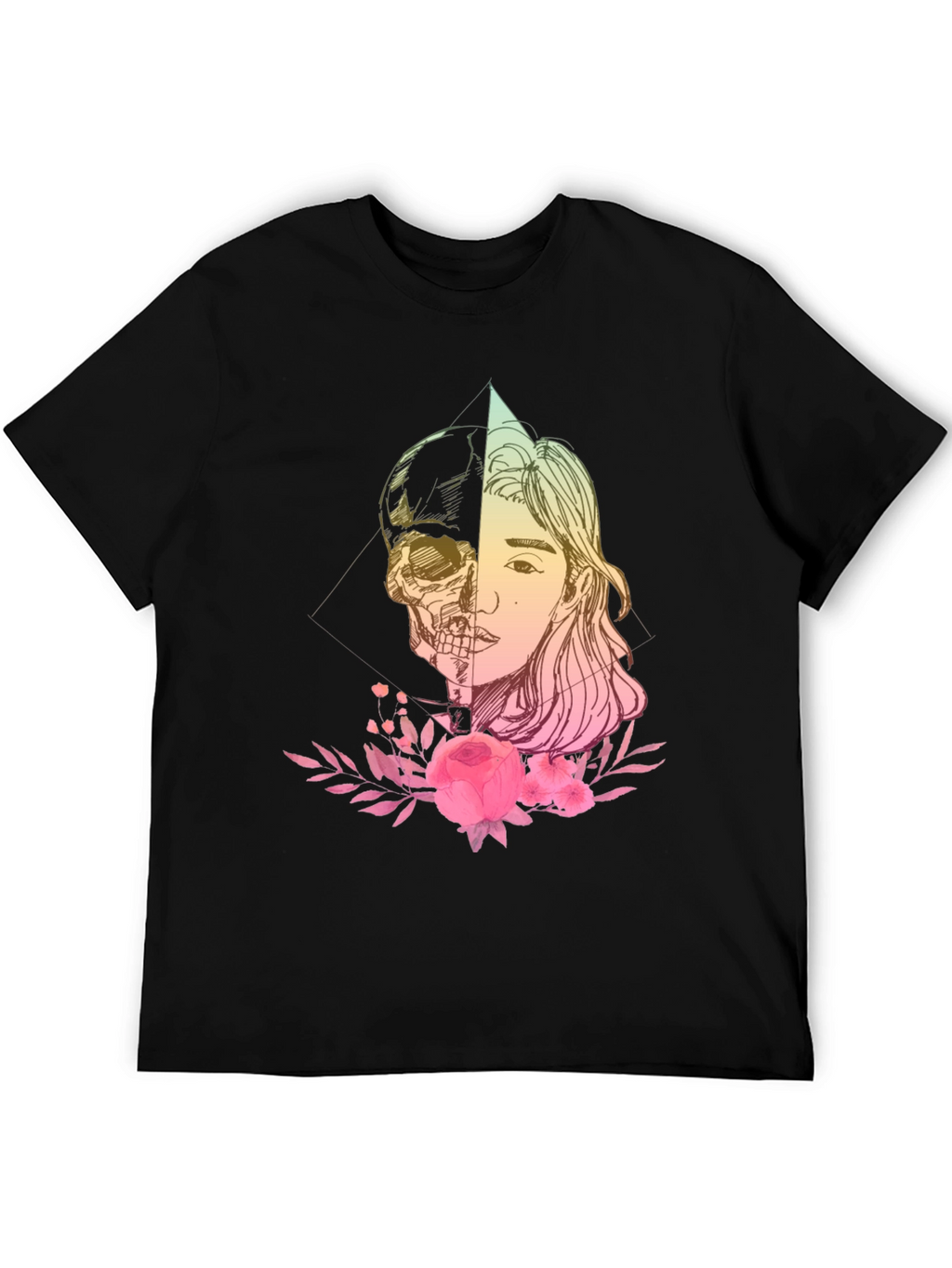 Skull & Beauty T-Shirt - Edgy Floral Design