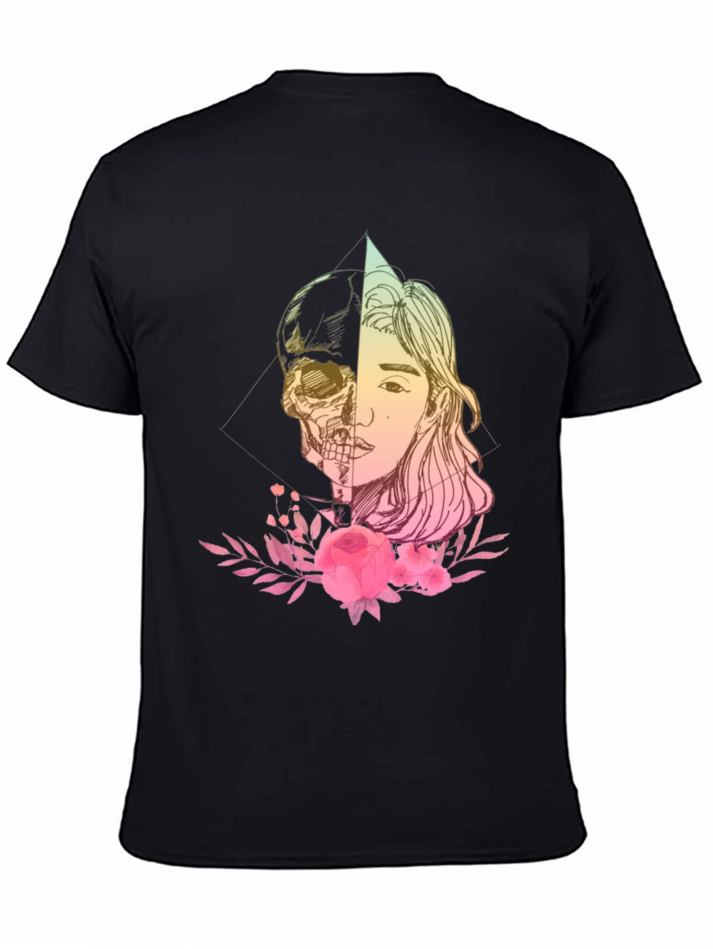 Skull & Beauty T-Shirt - Edgy Floral Design