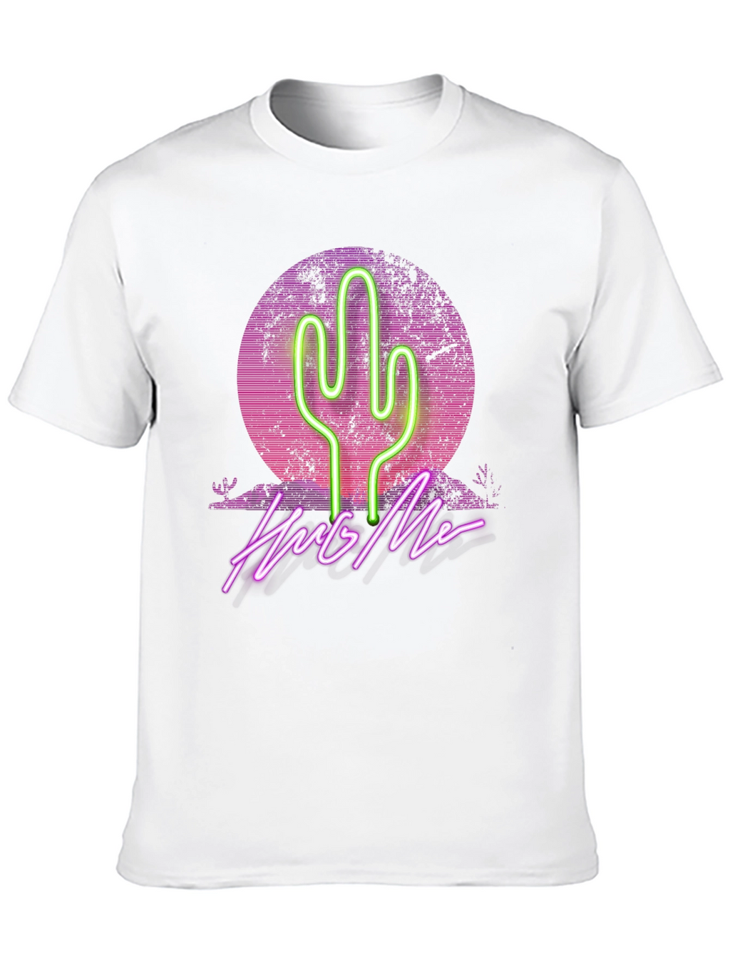 Neon Cactus Hug Me Graphic T-Shirt