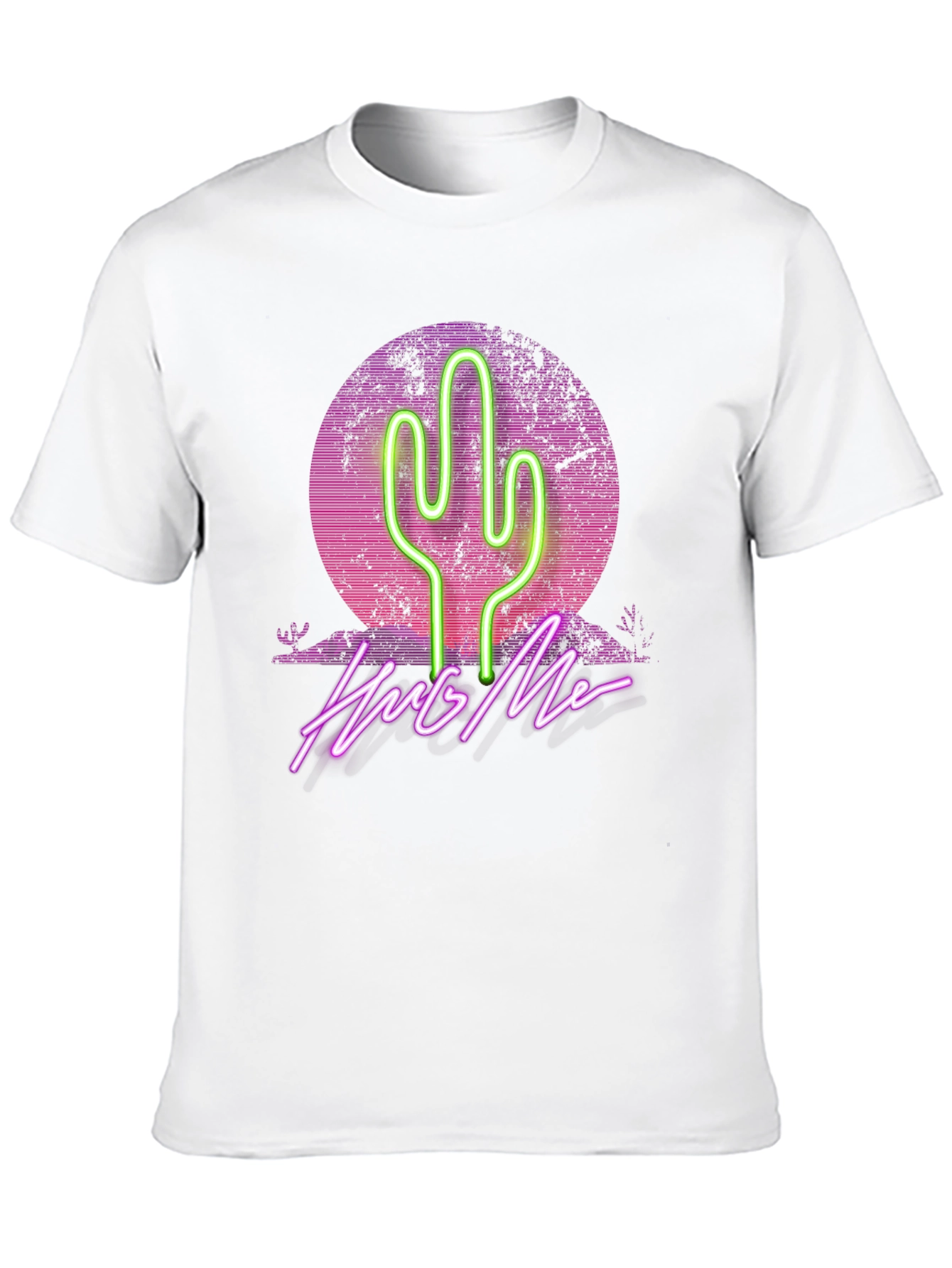 Neon Cactus Hug Me Graphic T-Shirt