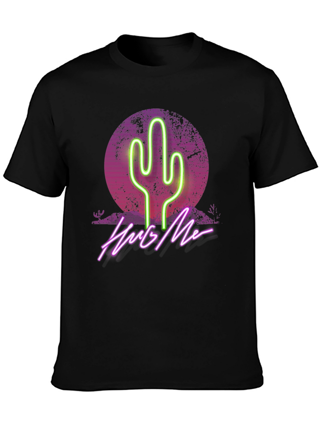 Neon Cactus Hug Me Graphic T-Shirt