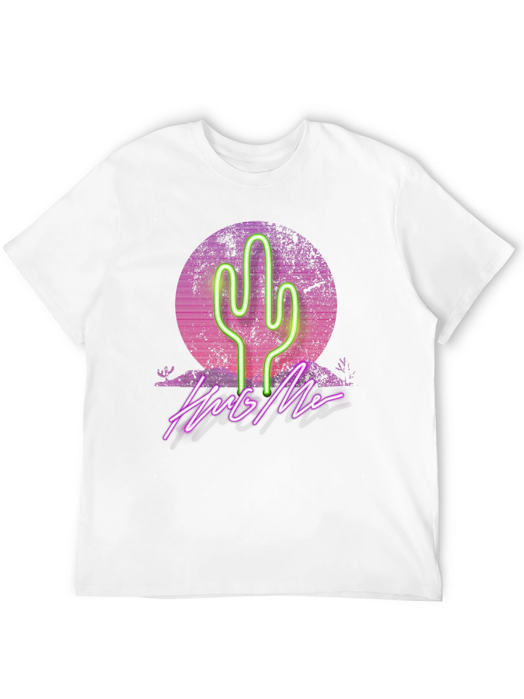 Neon Cactus Hug Me Graphic T-Shirt