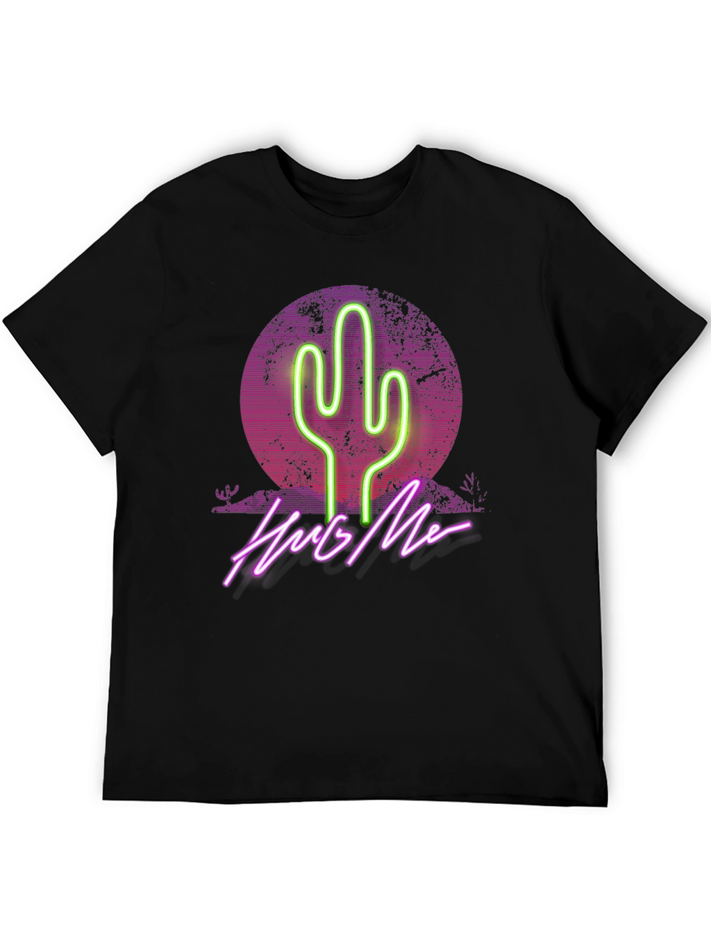 Neon Cactus Hug Me Graphic T-Shirt