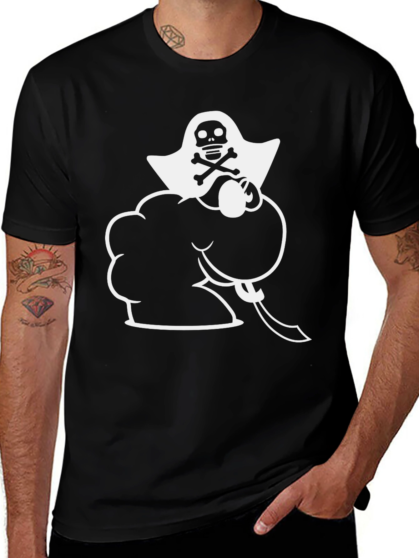 Pirate Chef Graphic Tee - Black Cotton T-Shirt
