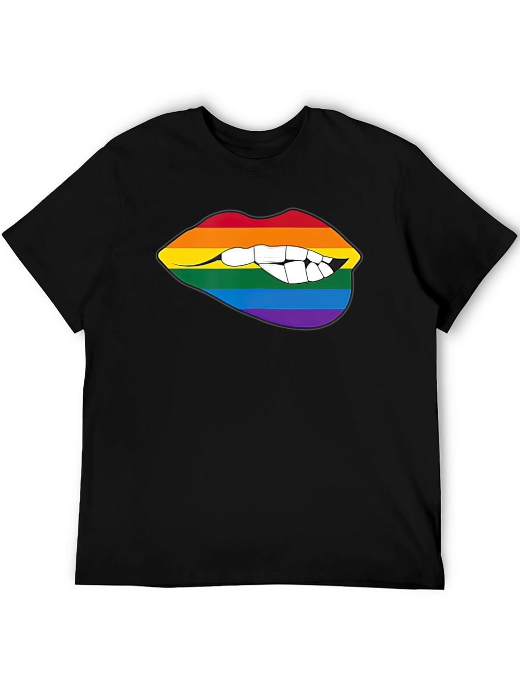 Rainbow Lips Bite Graphic Tee - LGBTQ+ Pride Shirt