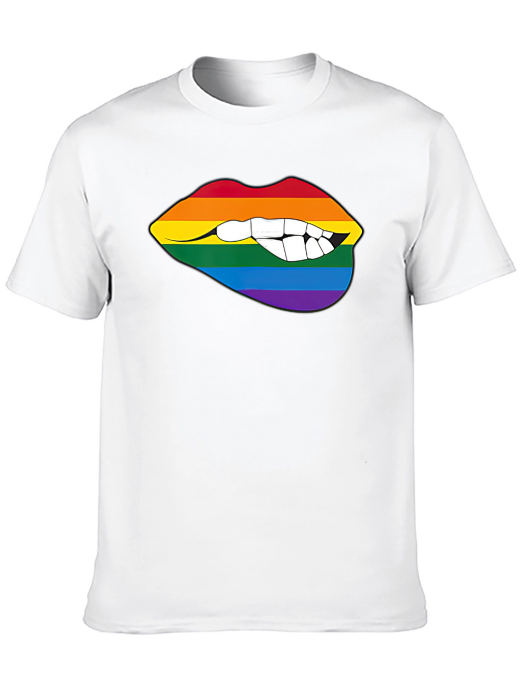 Rainbow Lips Bite Graphic Tee - LGBTQ+ Pride Shirt