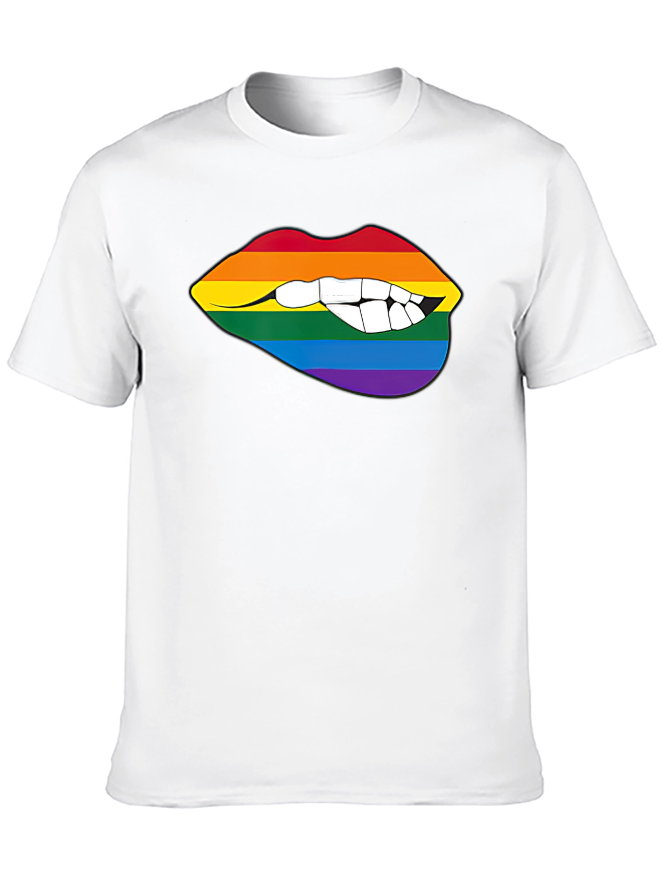 Rainbow Lips Bite Graphic Tee - LGBTQ+ Pride Shirt