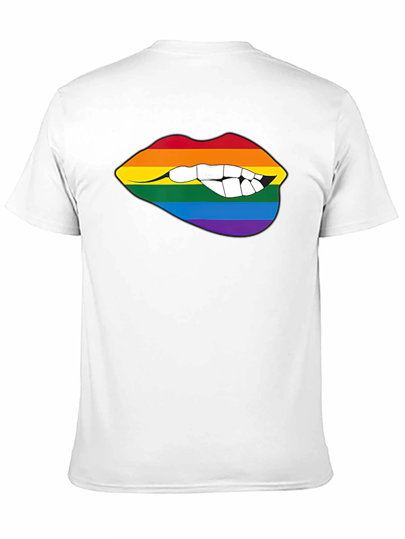 Rainbow Lips Bite Graphic Tee - LGBTQ+ Pride Shirt