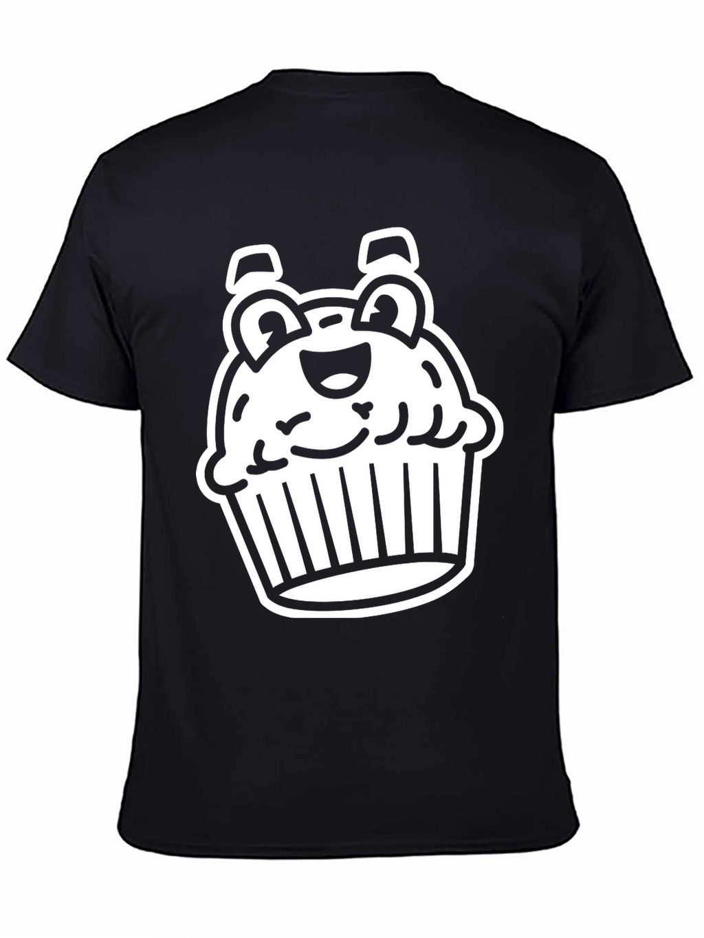Cute Cupcake Graphic Tee - Black Cotton Blend