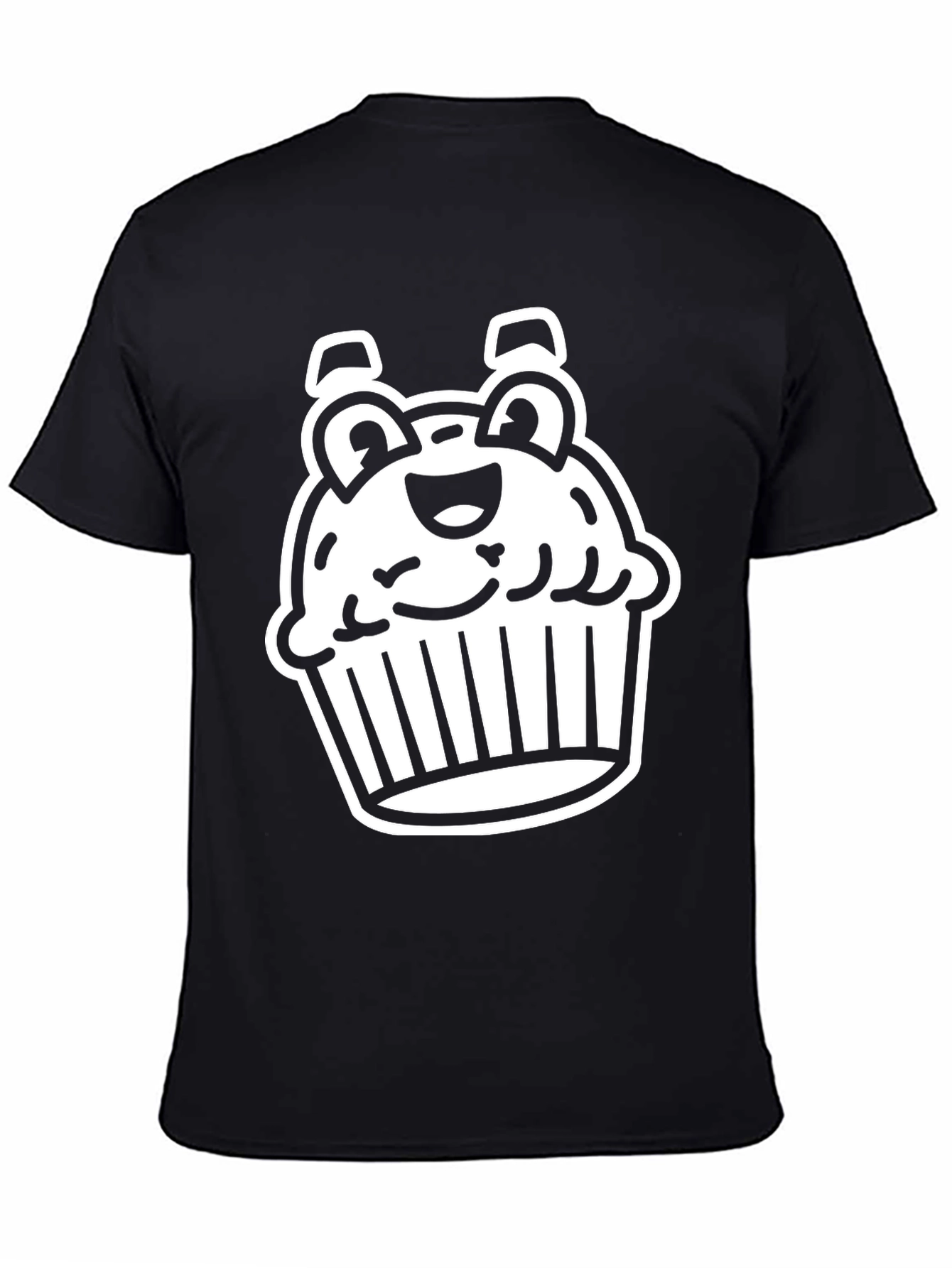 Cute Cupcake Graphic Tee - Black Cotton Blend
