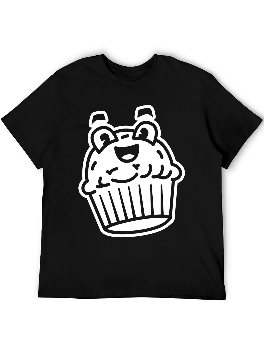 Cute Cupcake Graphic Tee - Black Cotton Blend