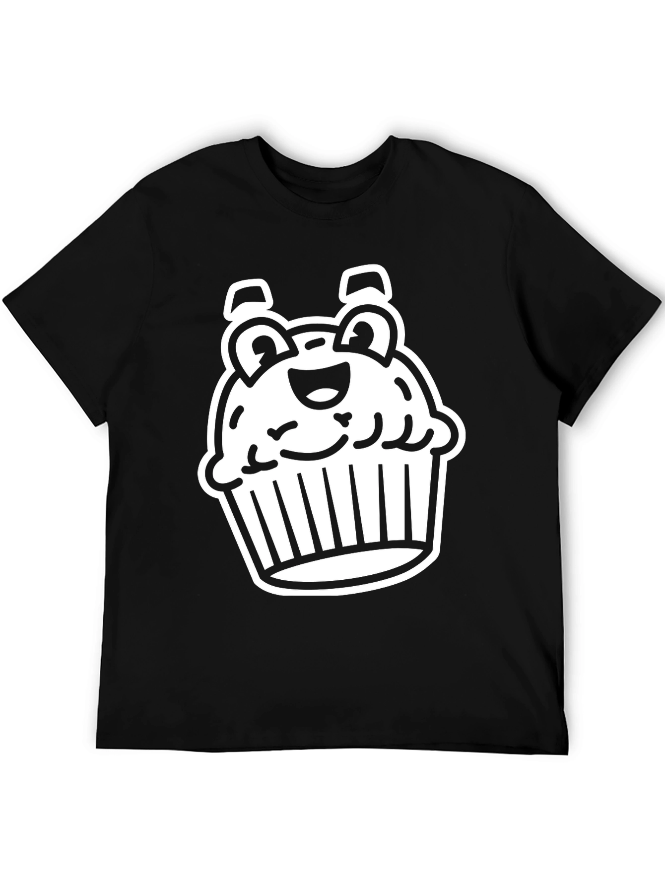 Cute Cupcake Graphic Tee - Black Cotton Blend