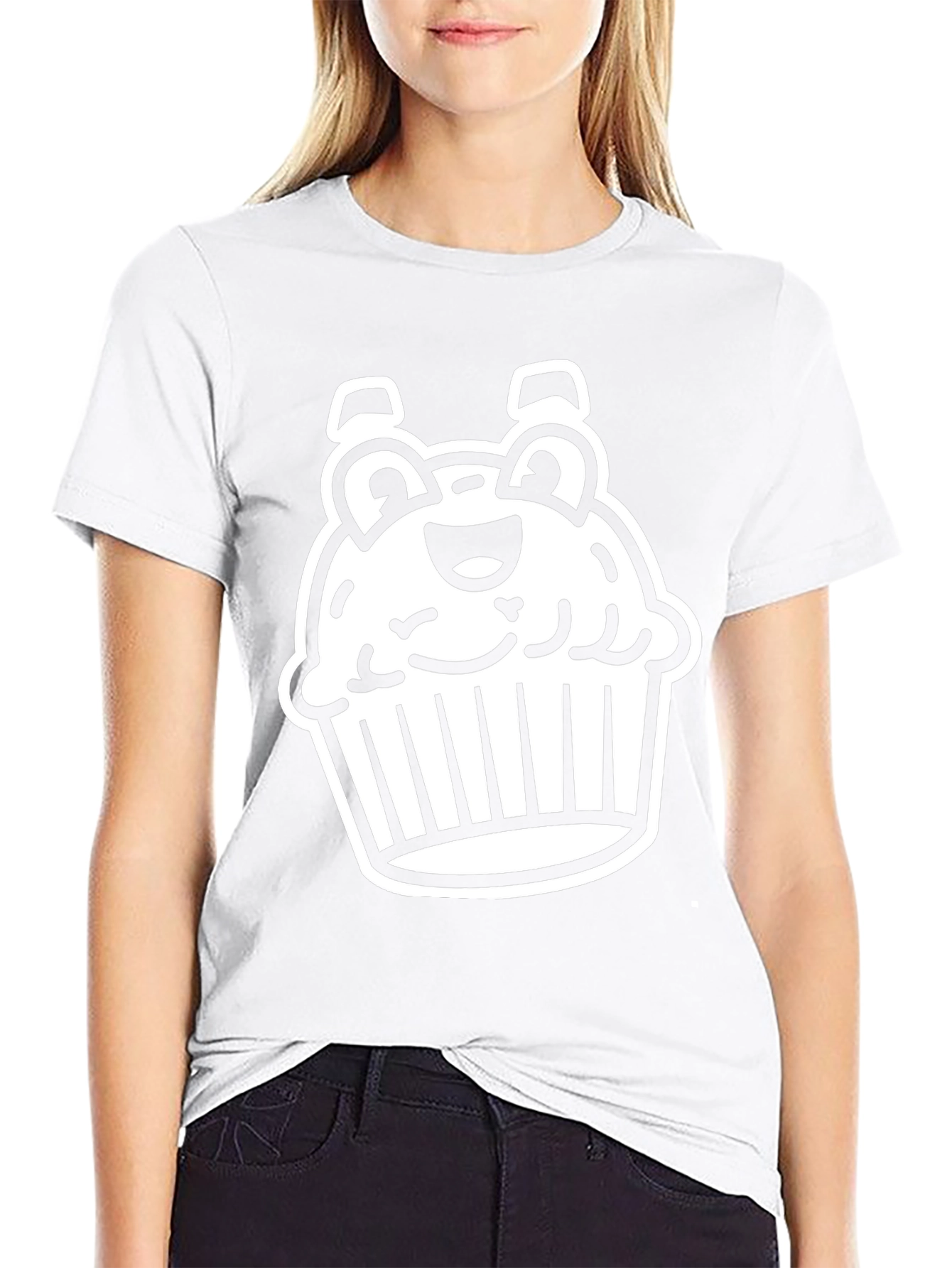 Cute Cupcake Graphic Tee - Black Cotton Blend