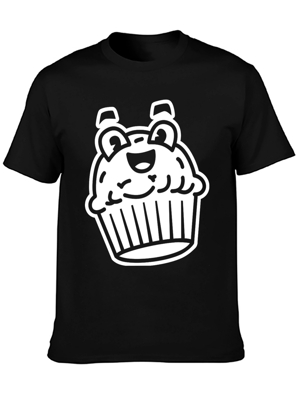 Cute Cupcake Graphic Tee - Black Cotton Blend