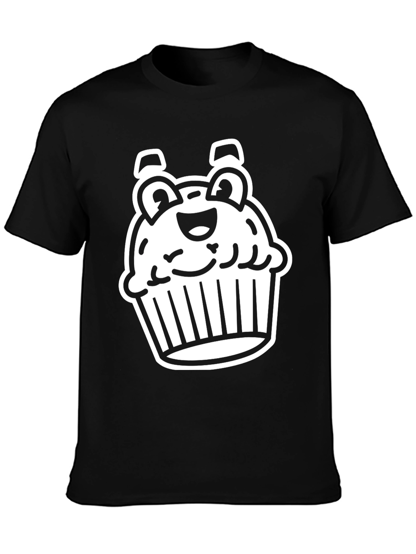 Cute Cupcake Graphic Tee - Black Cotton Blend