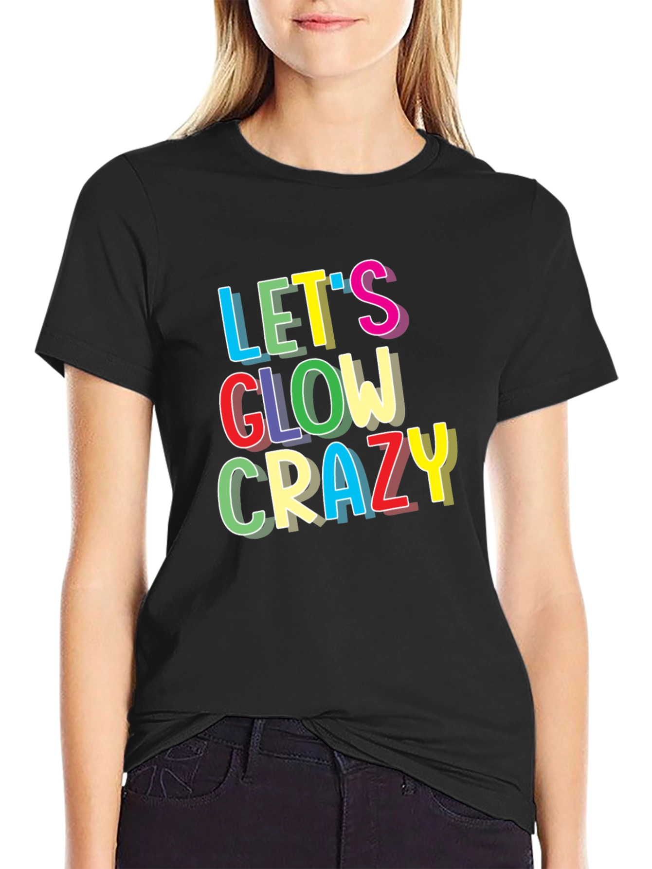 Lets Glow Crazy Graphic T-Shirt - Black