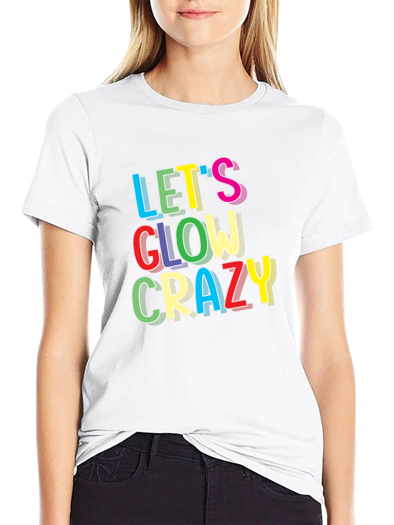 Lets Glow Crazy Graphic T-Shirt - Black