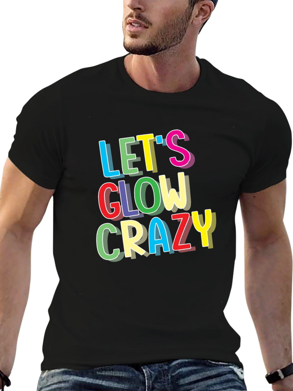 Lets Glow Crazy Graphic T-Shirt - Black