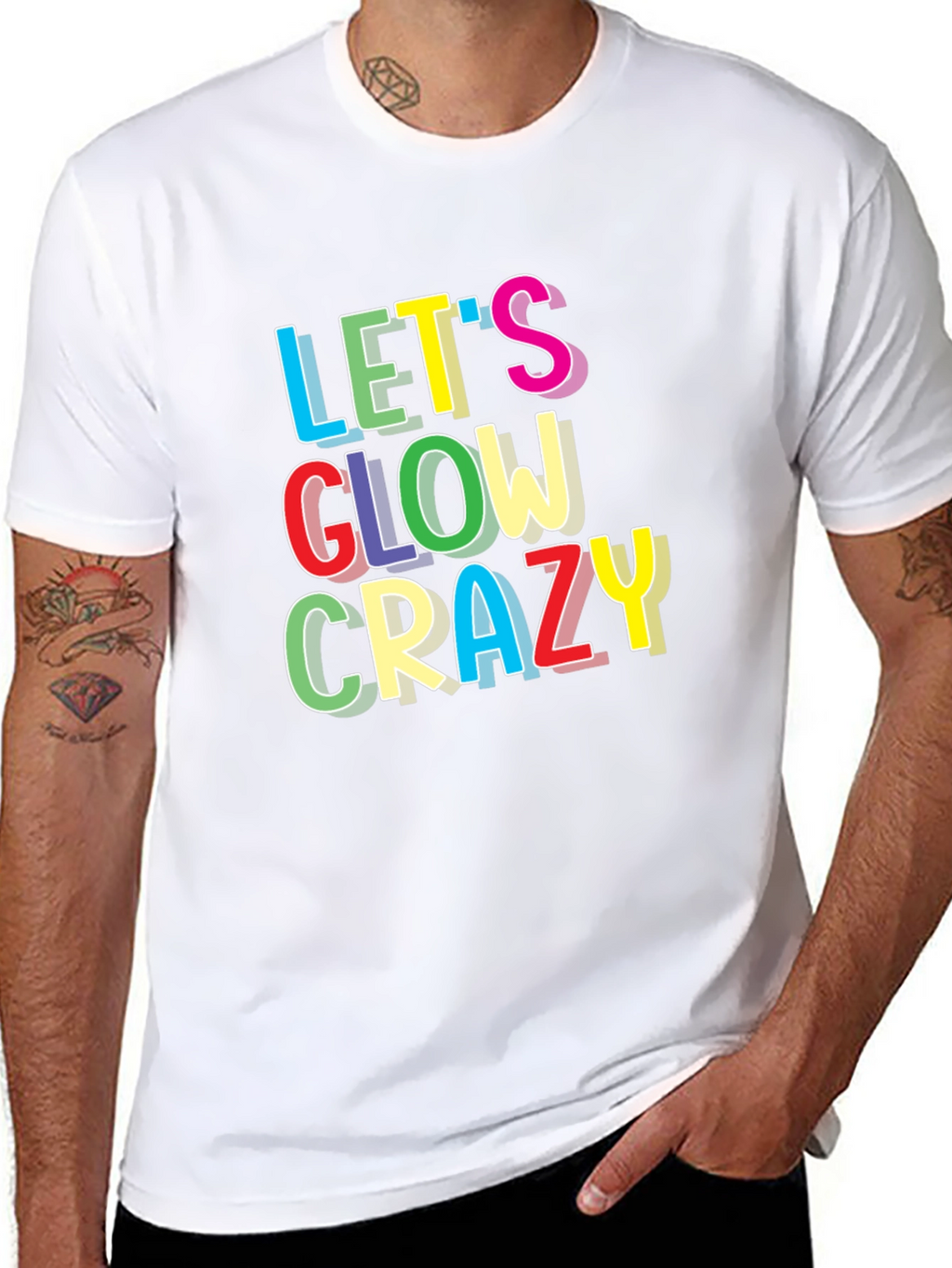 Lets Glow Crazy Graphic T-Shirt - Black