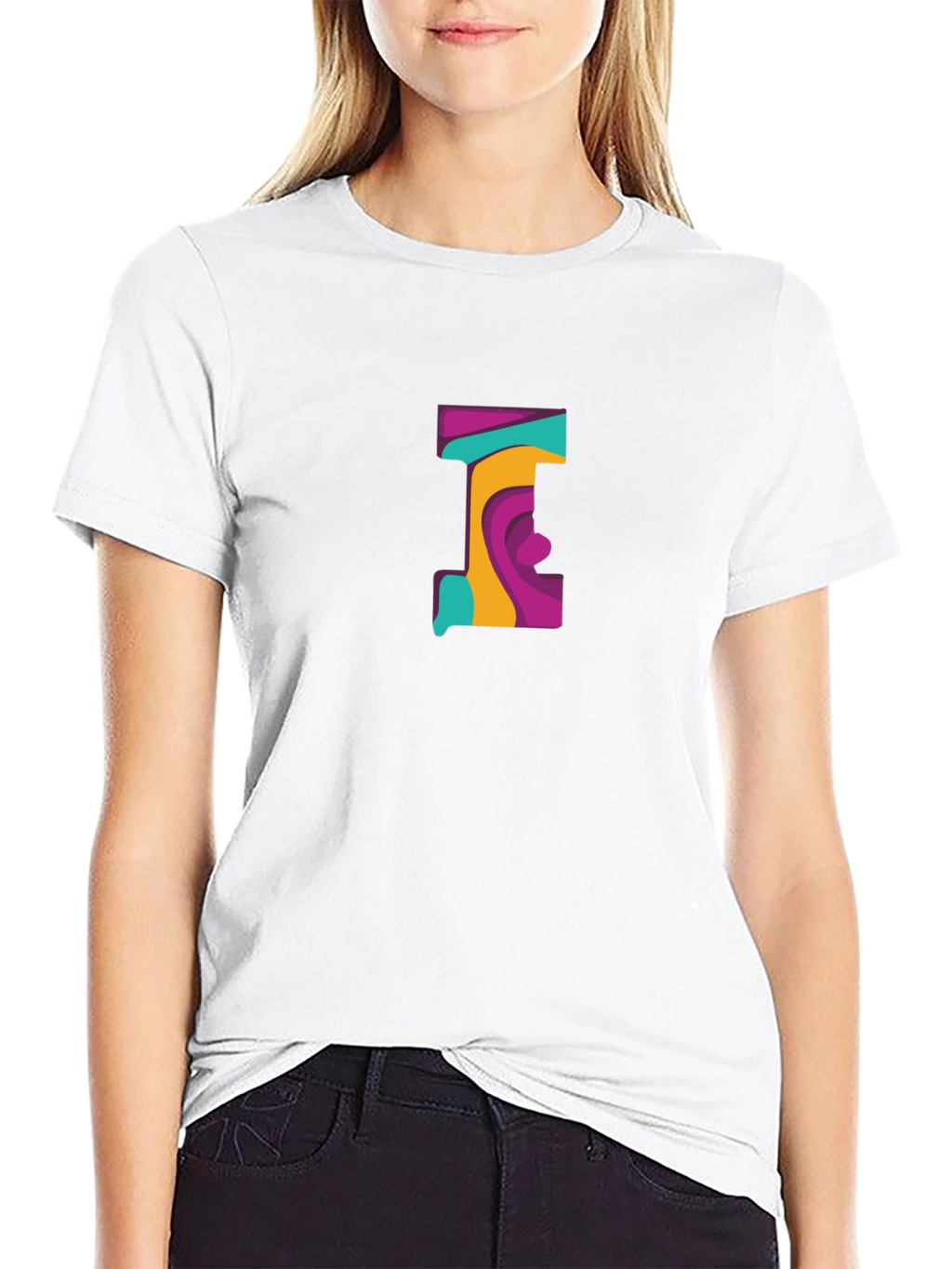 Abstract Letter Graphic Black T-Shirt