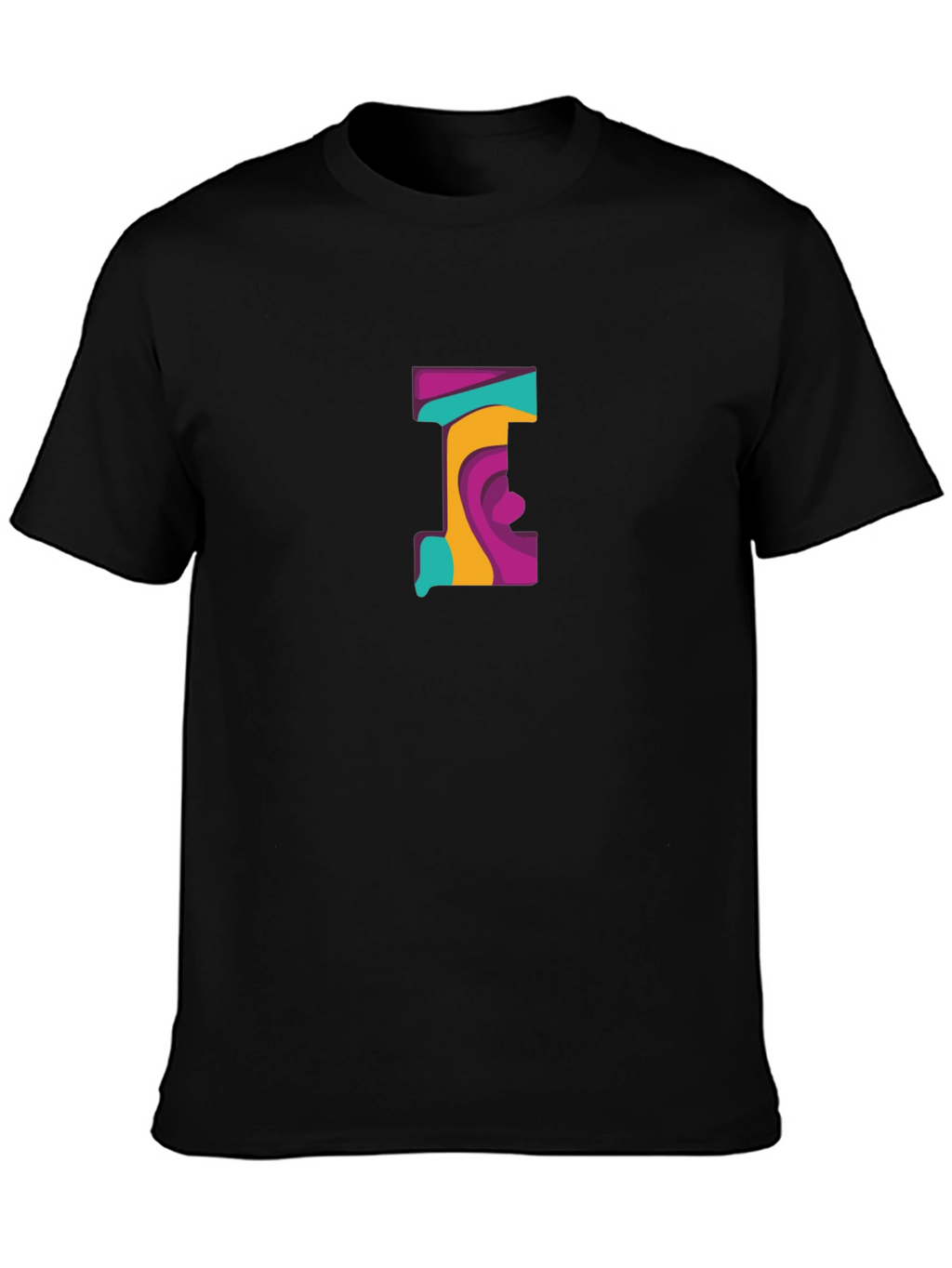 Abstract Letter Graphic Black T-Shirt
