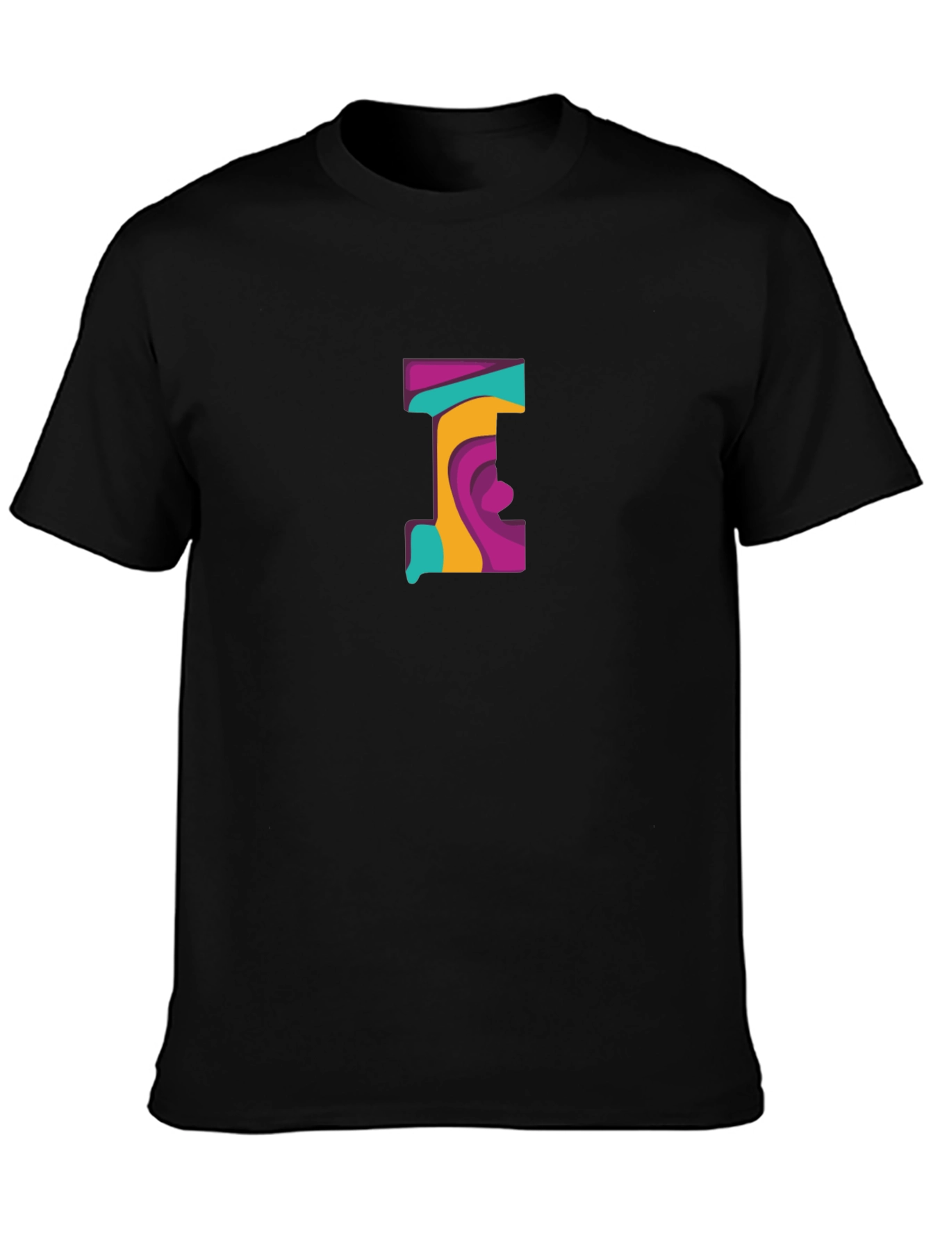 Abstract Letter Graphic Black T-Shirt