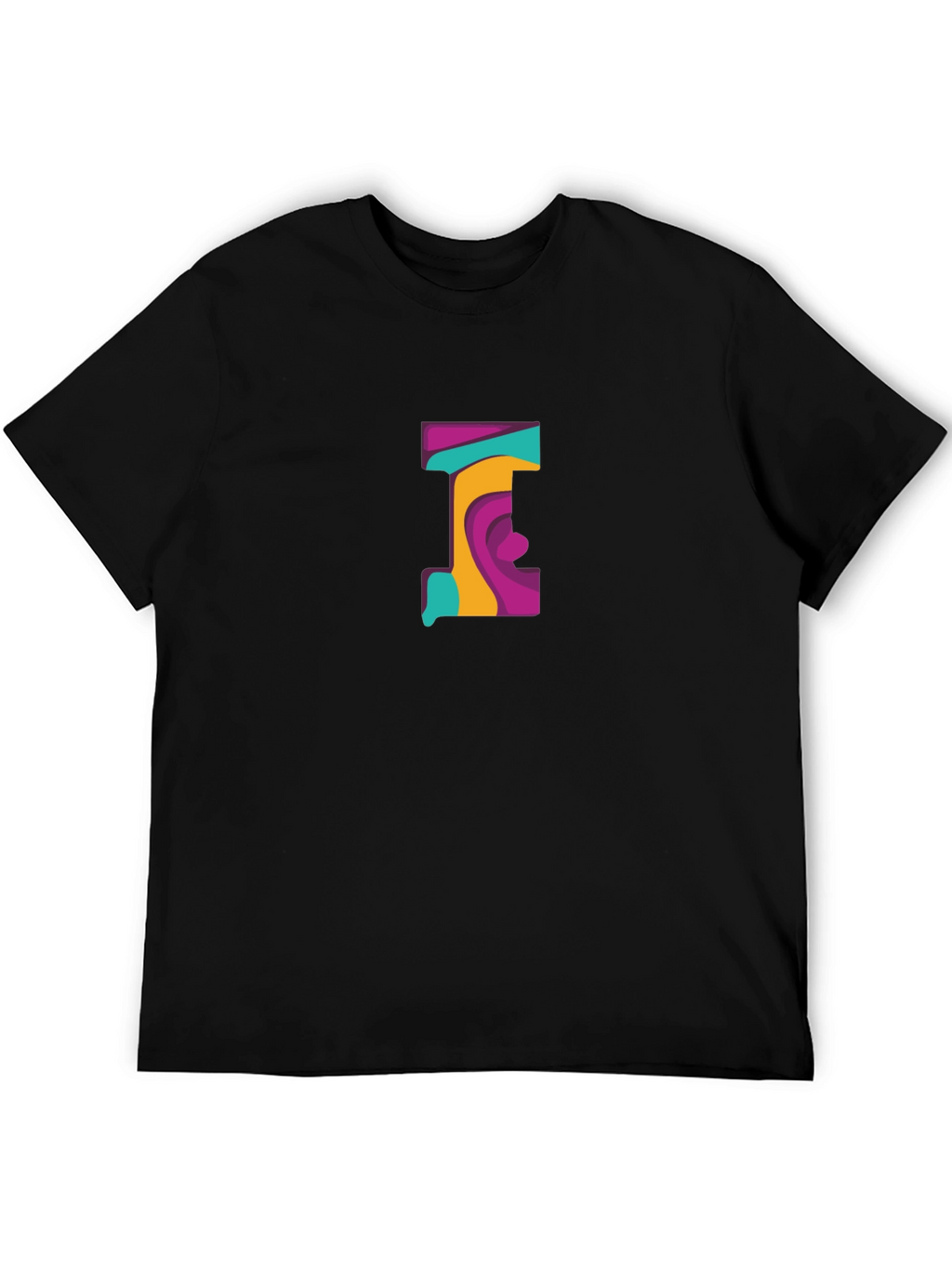 Abstract Letter Graphic Black T-Shirt