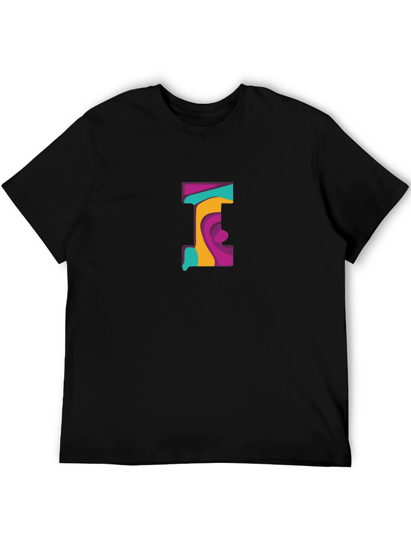 Abstract Letter Graphic Black T-Shirt