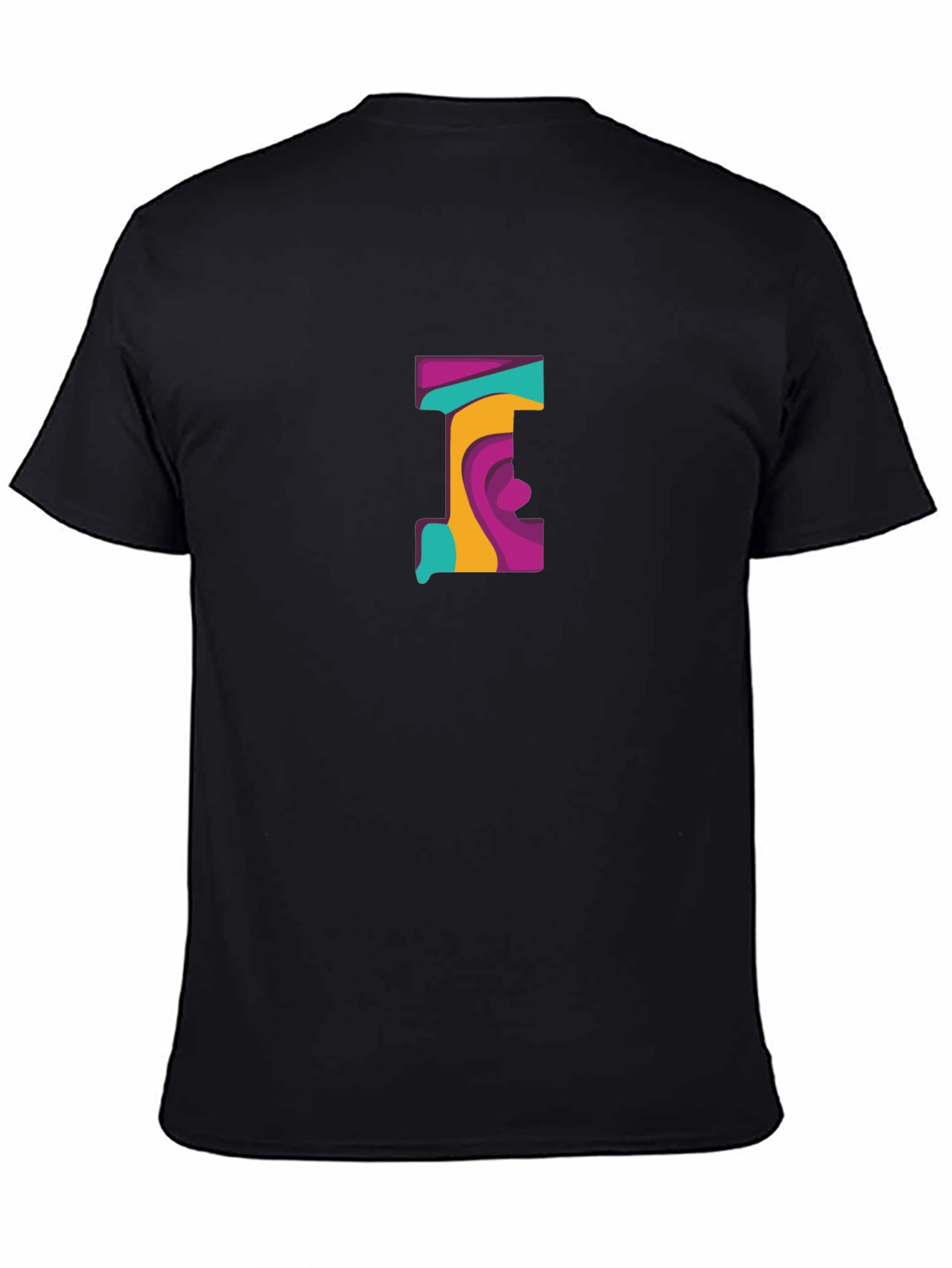 Abstract Letter Graphic Black T-Shirt