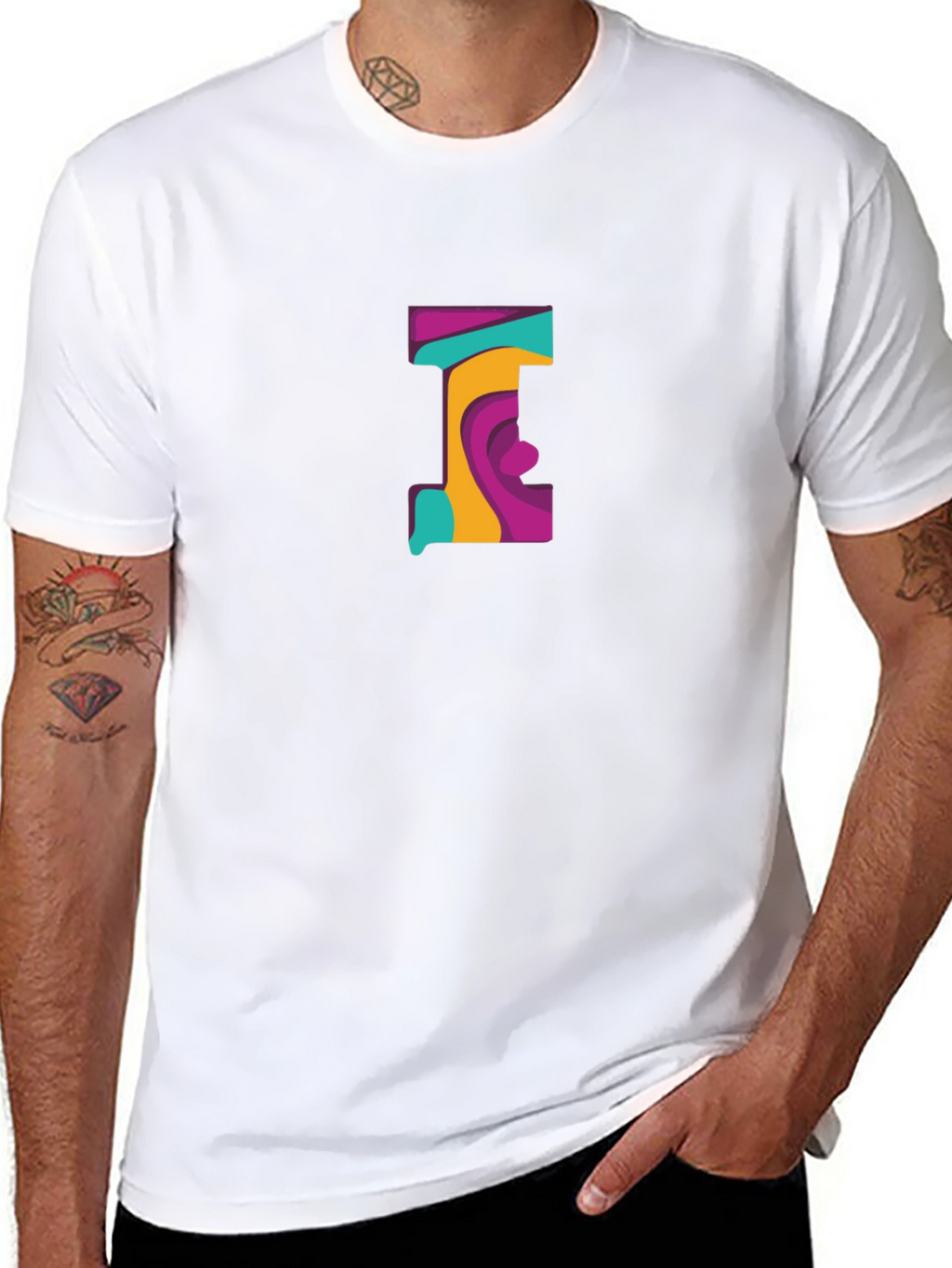 Abstract Letter Graphic Black T-Shirt