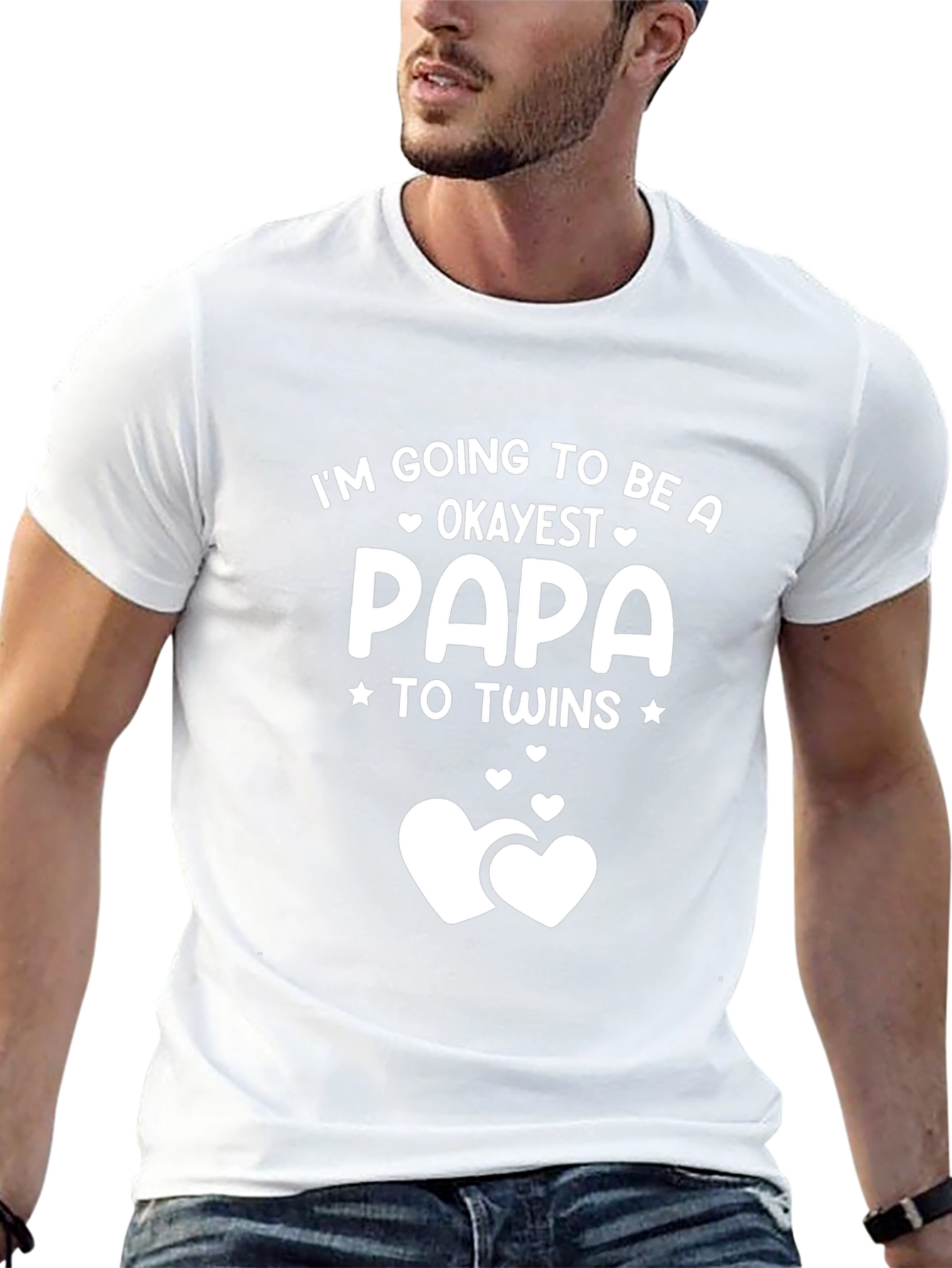 Okayest Papa to Twins T-Shirt - New Dad Gift