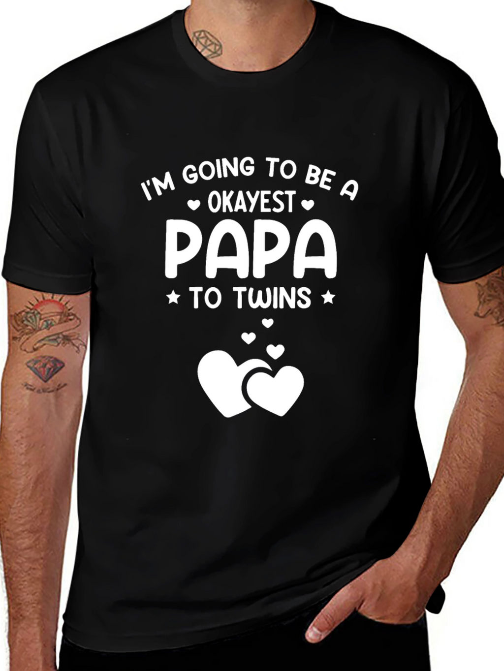 Okayest Papa to Twins T-Shirt - New Dad Gift