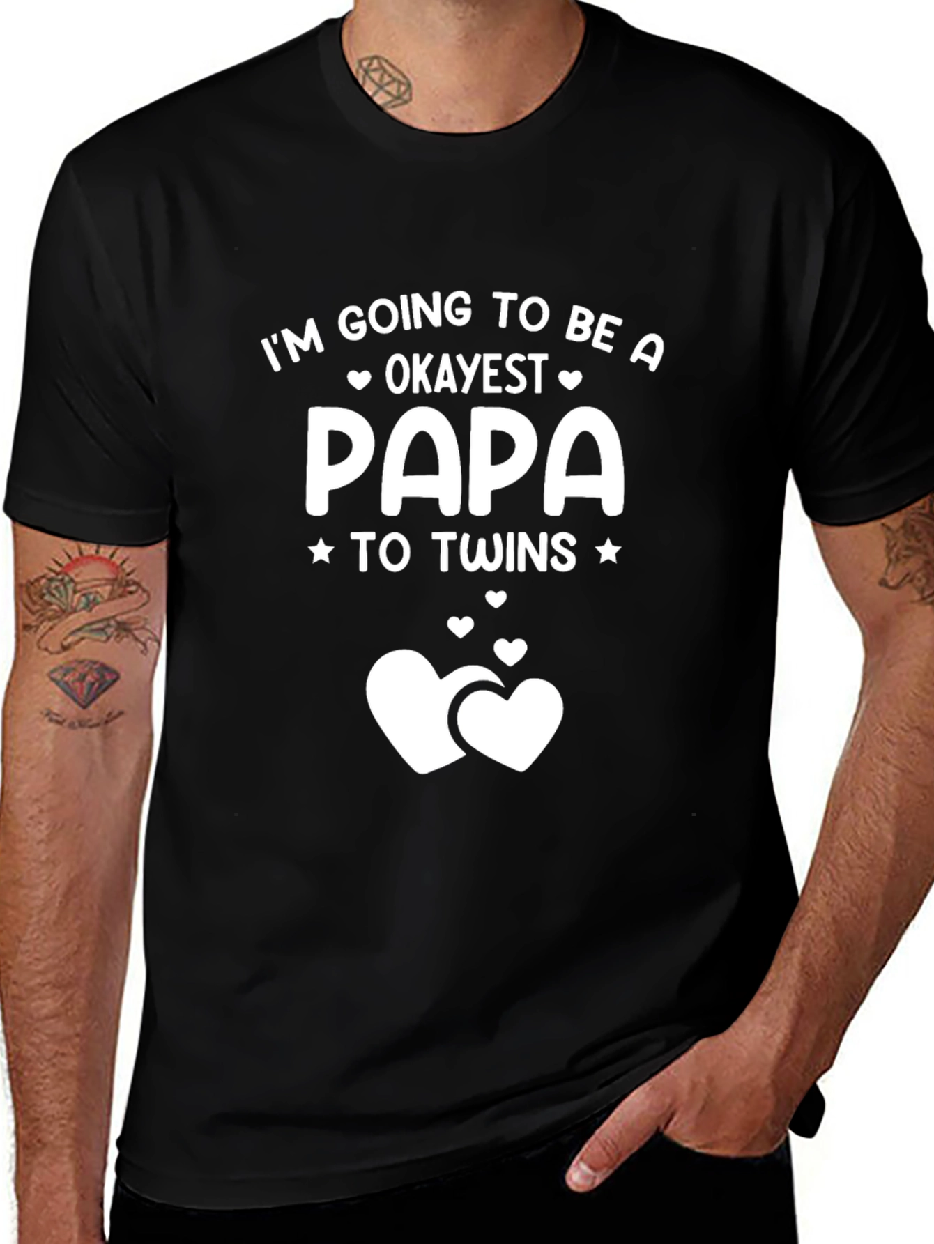 Okayest Papa to Twins T-Shirt - New Dad Gift