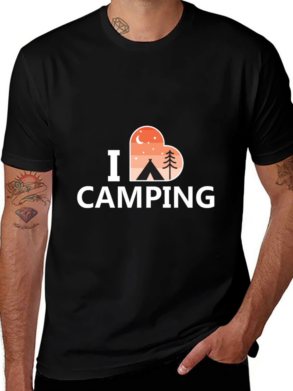 I Heart Camping Graphic Tee - Black
