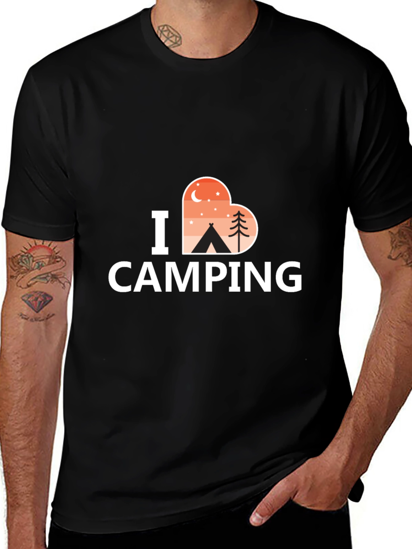 I Heart Camping Graphic Tee - Black