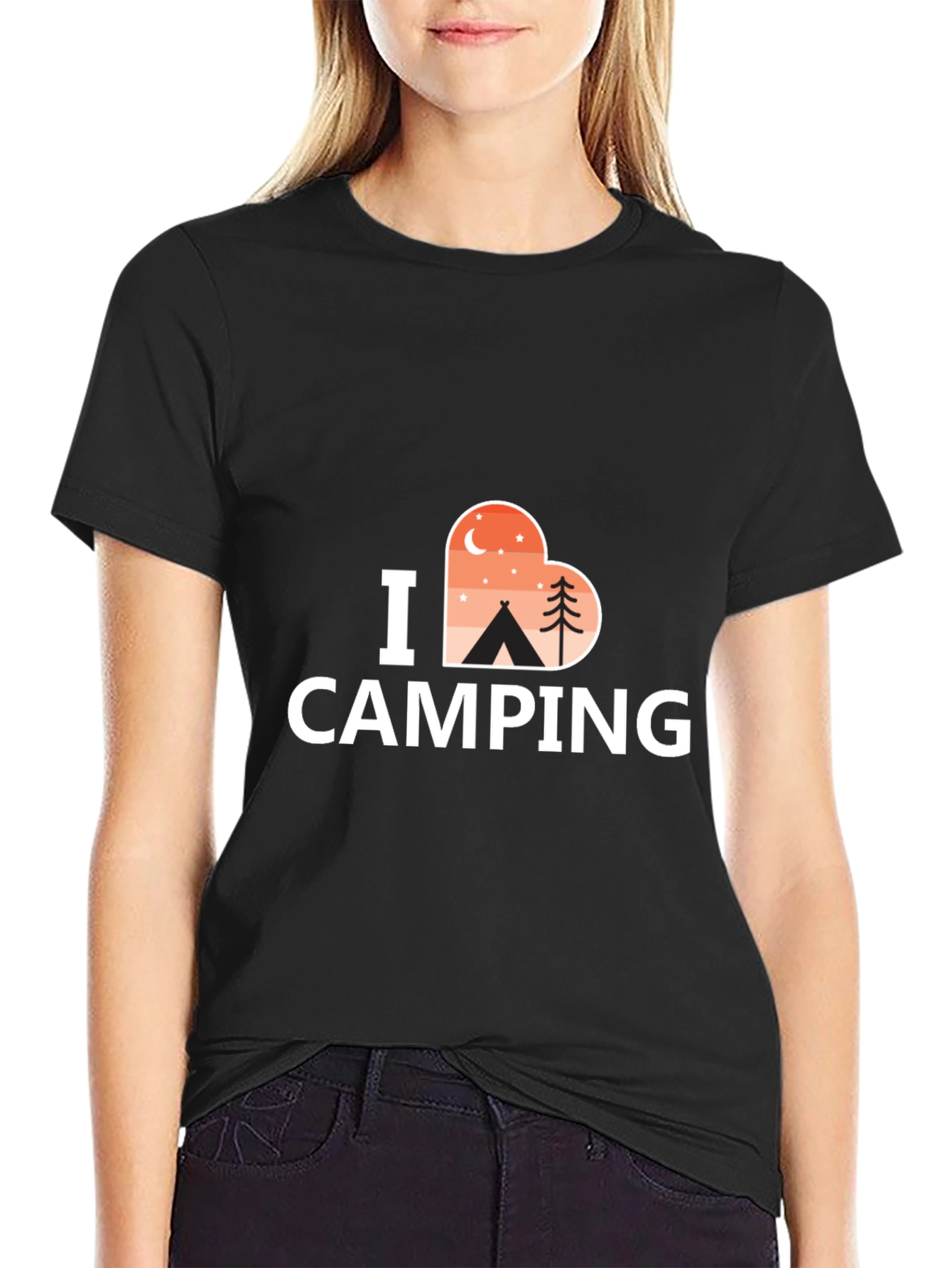 I Heart Camping Graphic Tee - Black