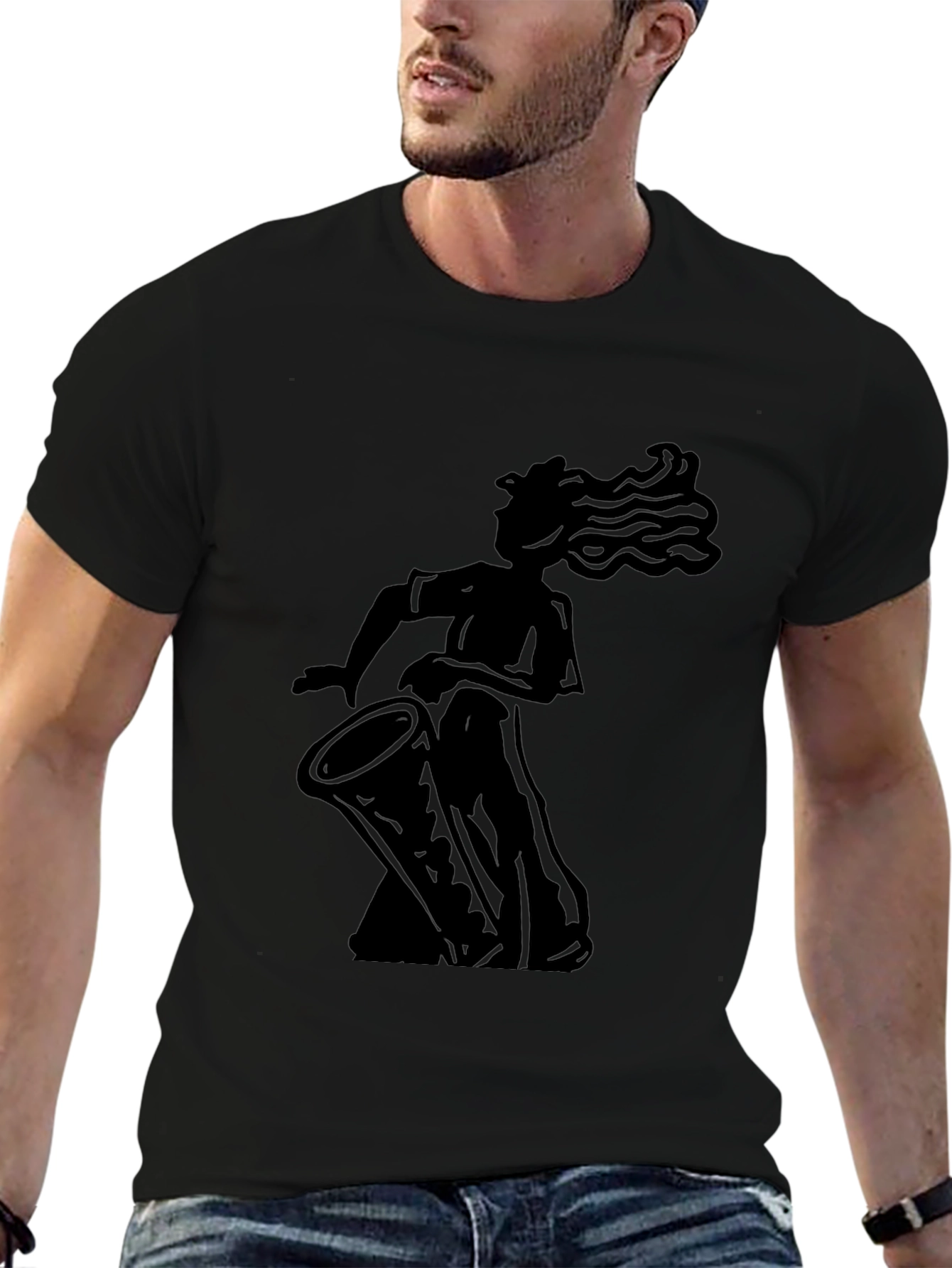 Silhouette Drummer Graphic Tee - Black Cotton Blend