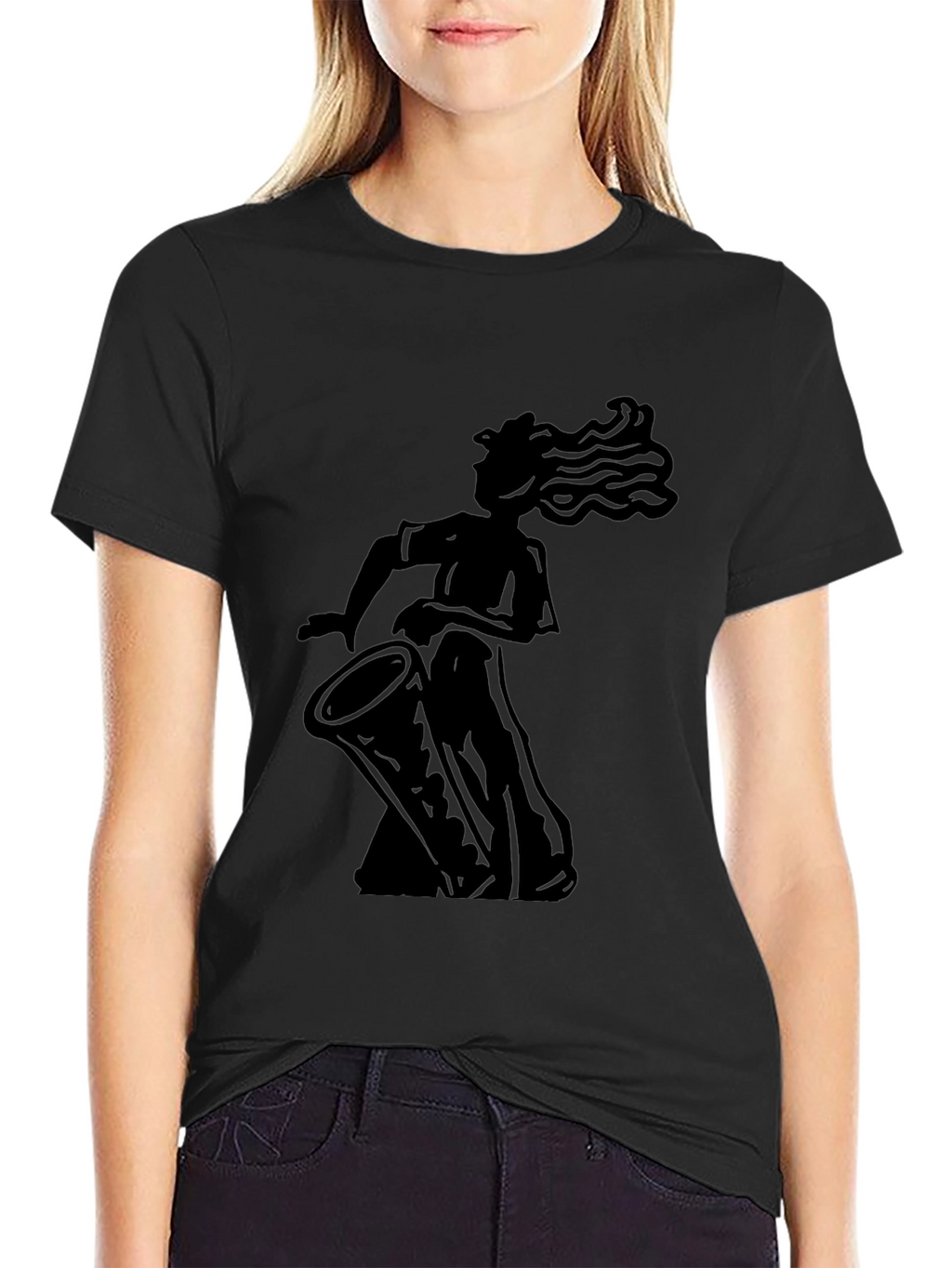 Silhouette Drummer Graphic Tee - Black Cotton Blend