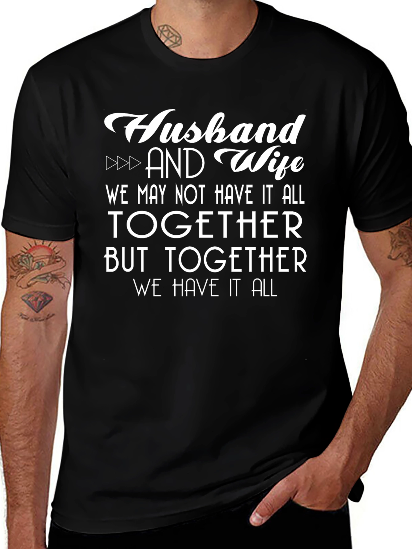 Husband and Wife Graphic Print T-Shirt