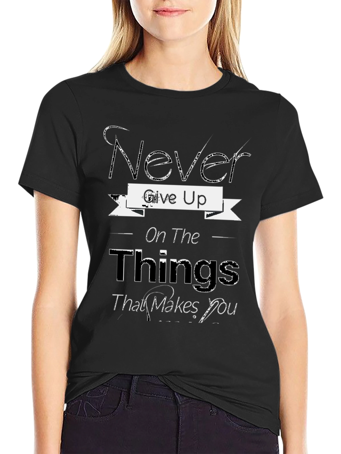 Inspirational Graphic Tee: Never Give Up T-Shirt