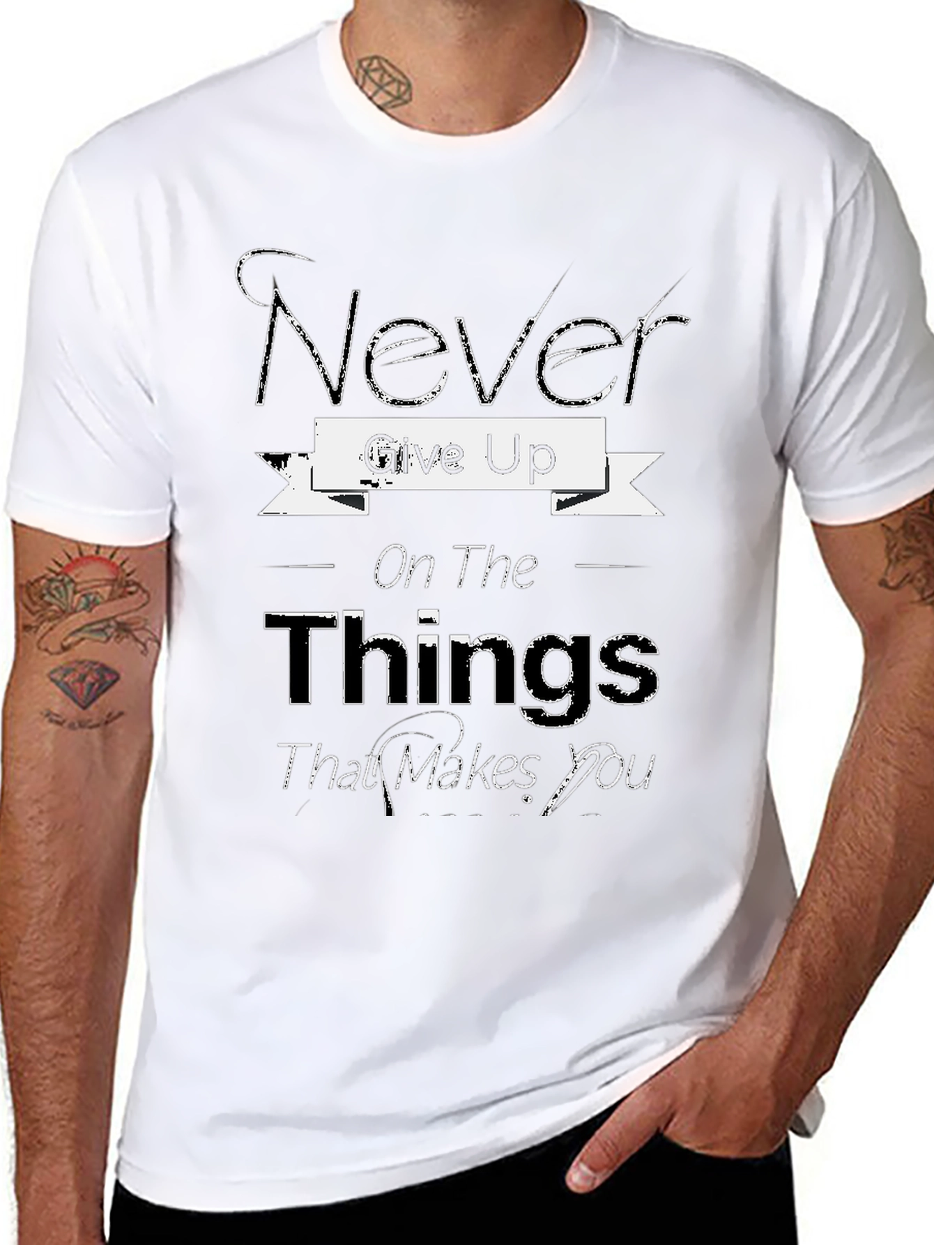 Inspirational Graphic Tee: Never Give Up T-Shirt