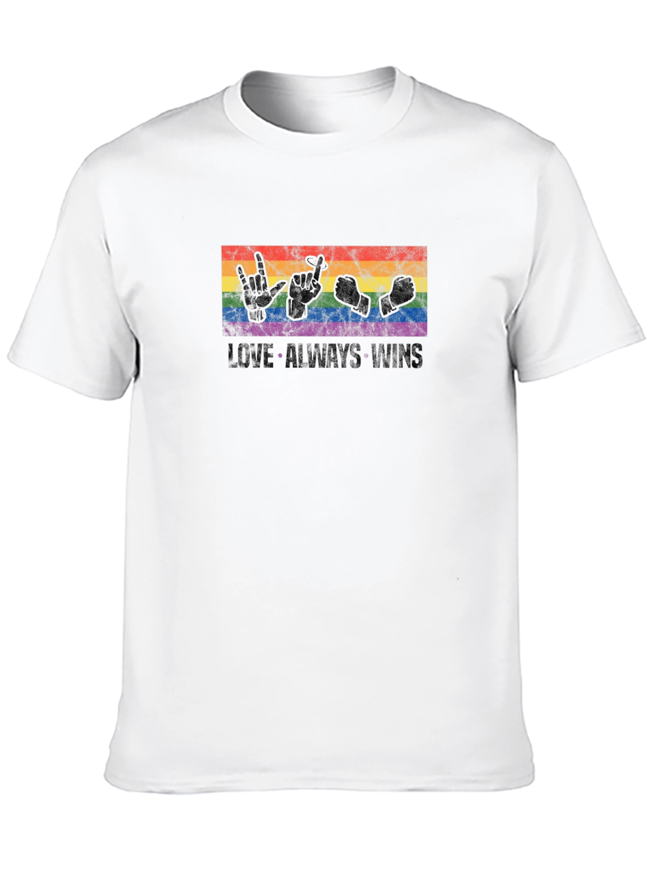 Love Wins T-Shirt LGBT Pride Sign Language Black Tee