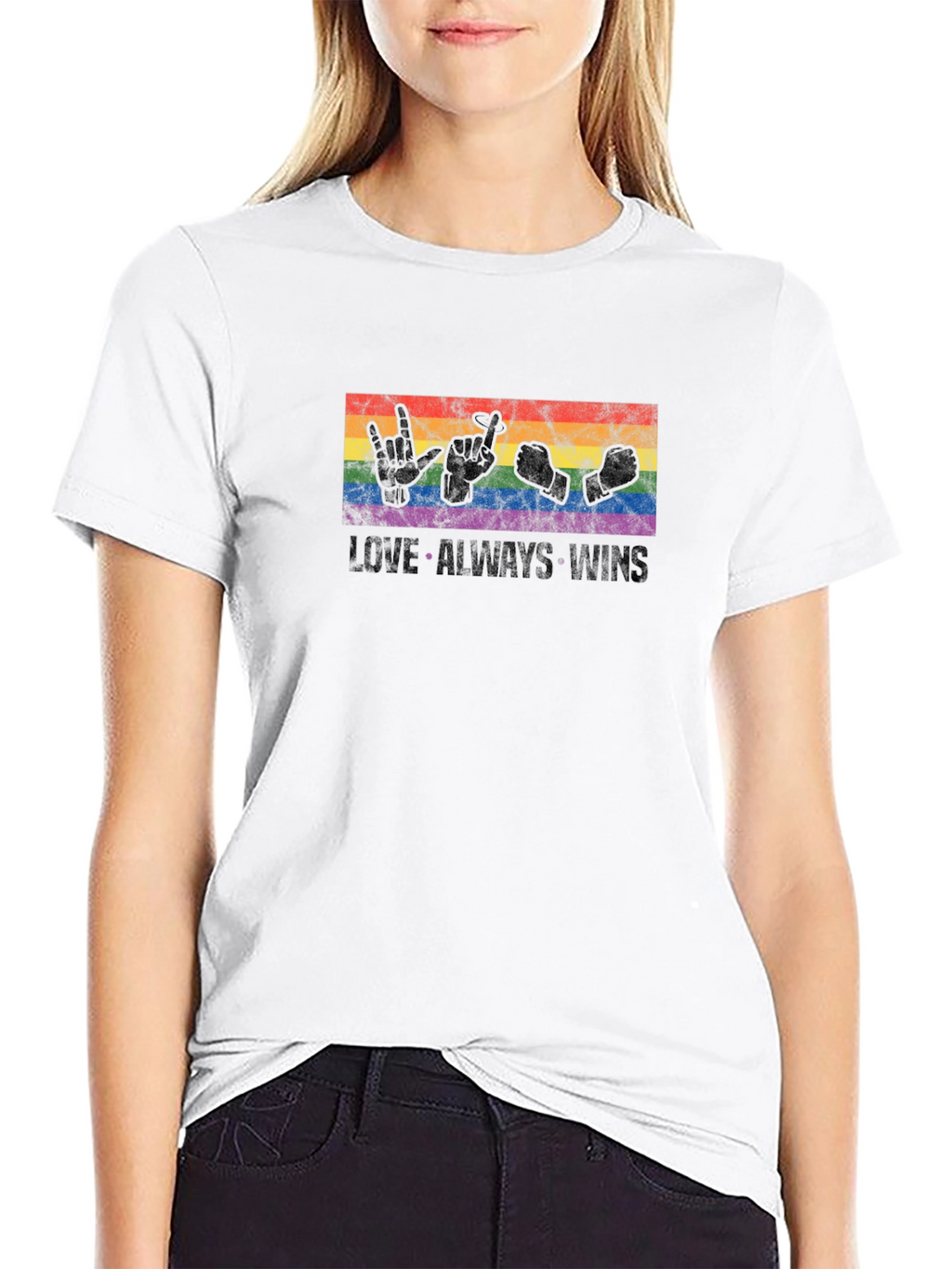 Love Wins T-Shirt LGBT Pride Sign Language Black Tee
