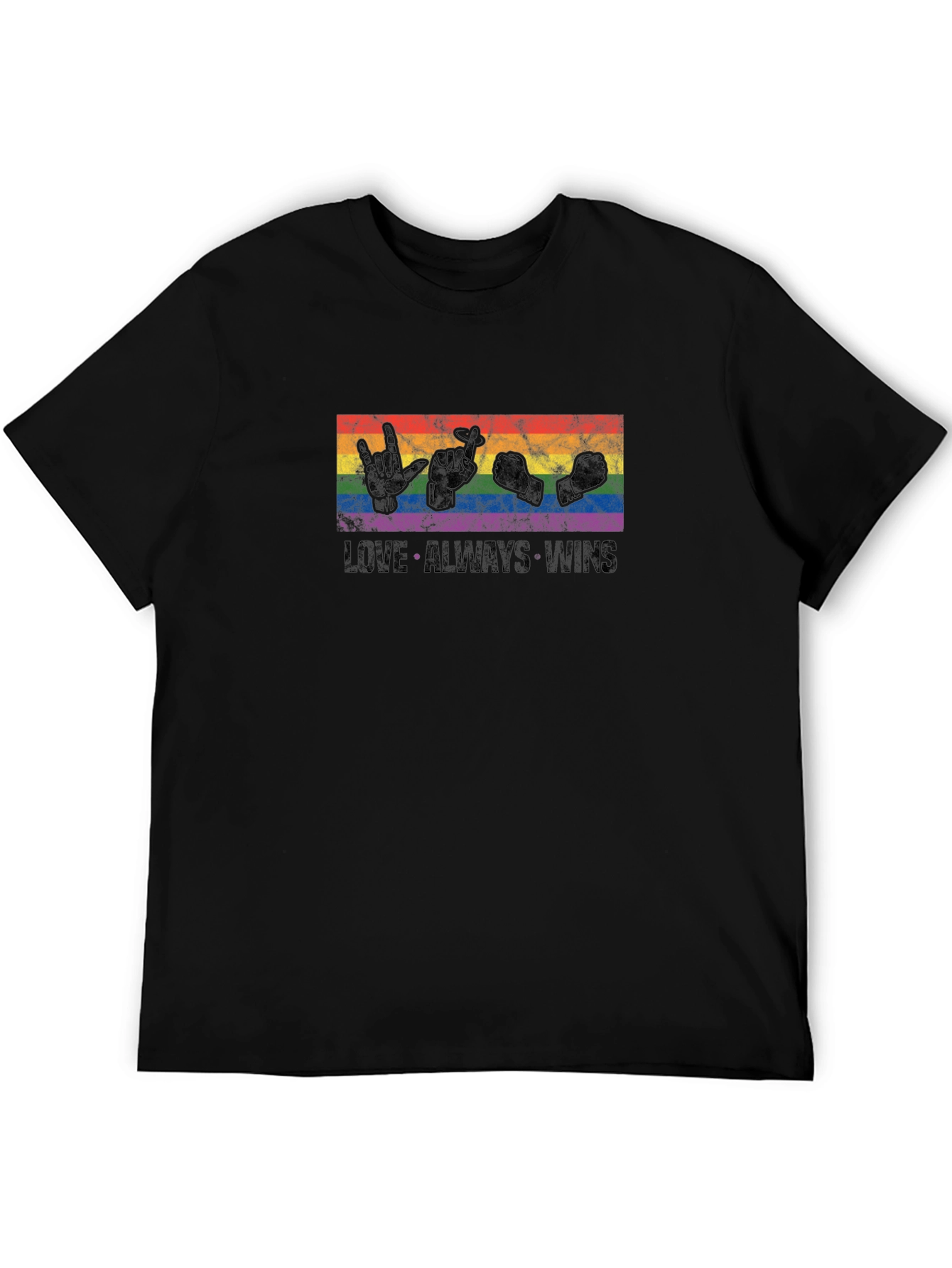 Love Wins T-Shirt LGBT Pride Sign Language Black Tee