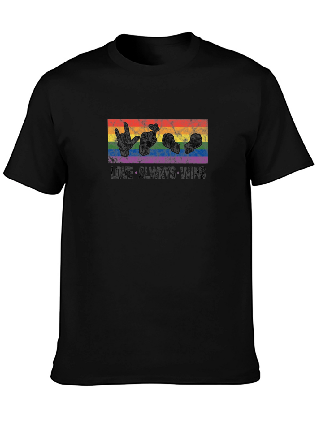Love Wins T-Shirt LGBT Pride Sign Language Black Tee