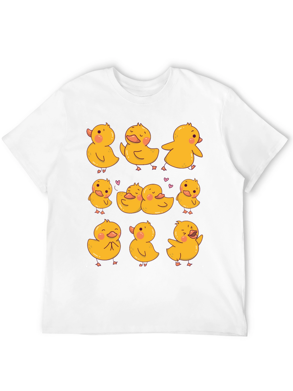 Cute Duckling Print Black T-Shirt