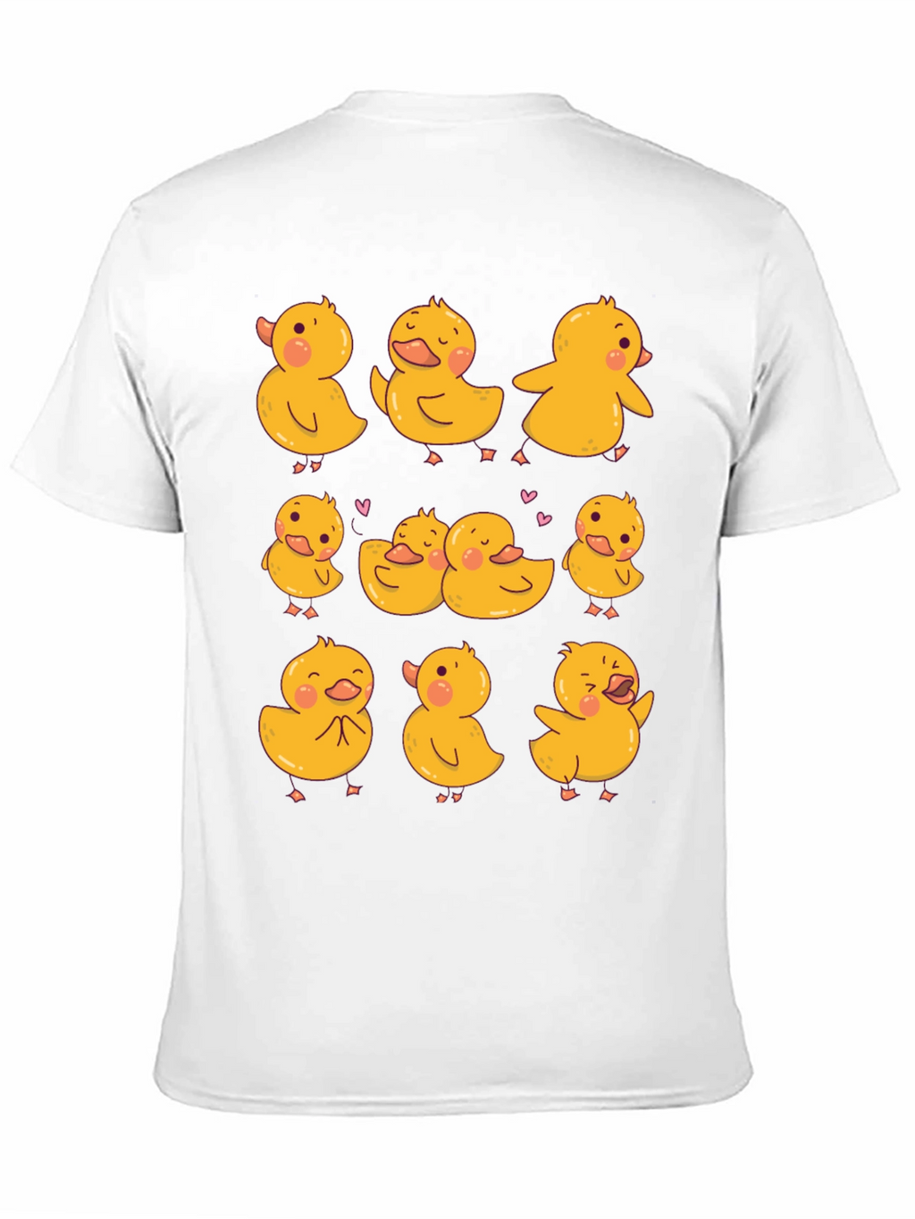 Cute Duckling Print Black T-Shirt