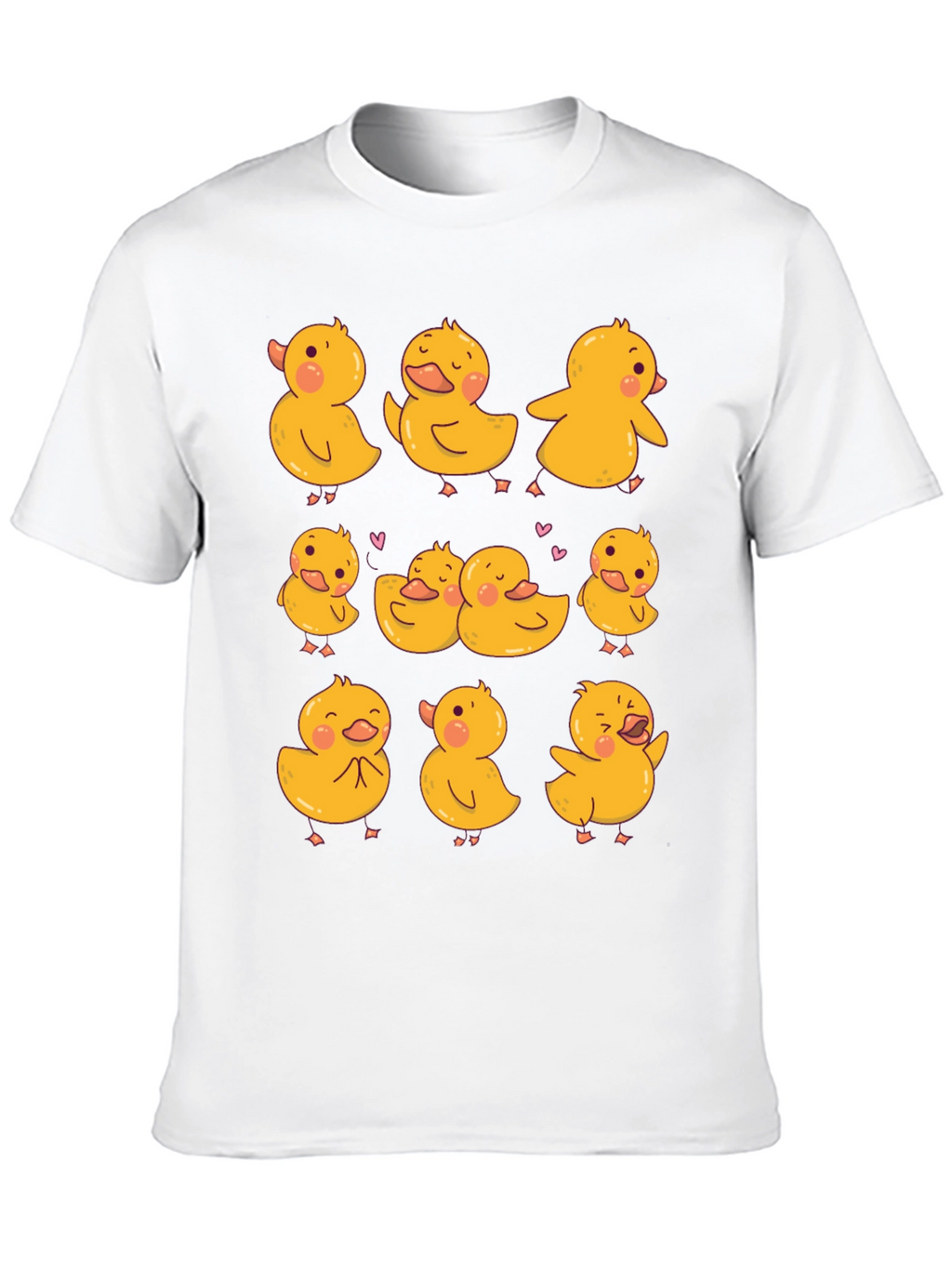 Cute Duckling Print Black T-Shirt